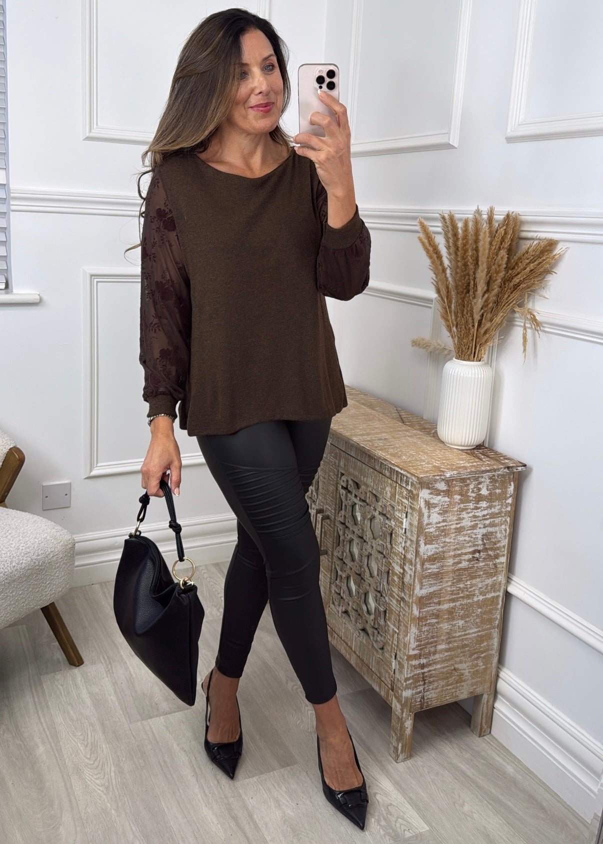 Shellie Brown Applique Sleeve Top