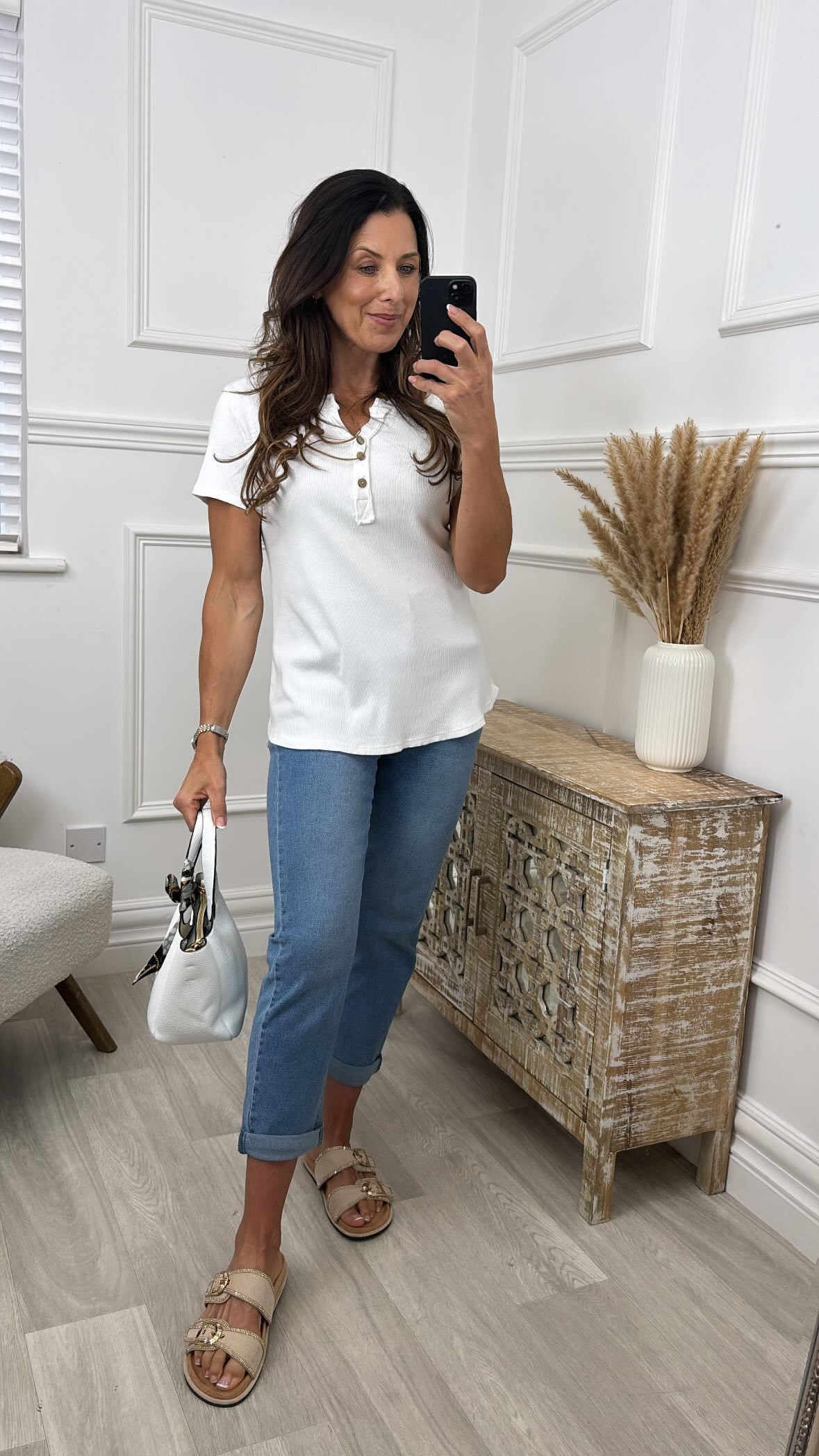 Mags White Ribbed Top
