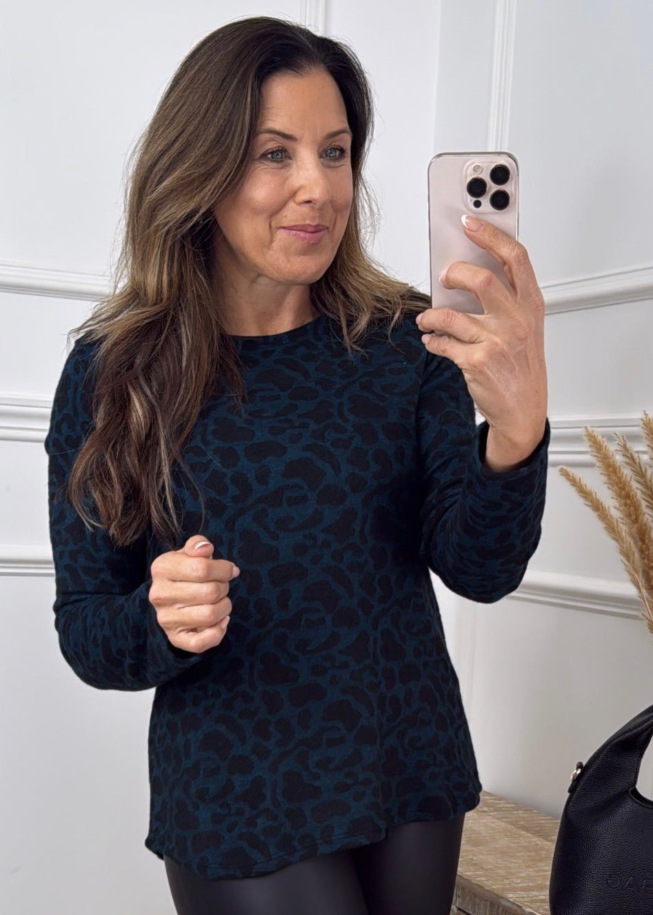 Darleen Teal Leopard Soft Top