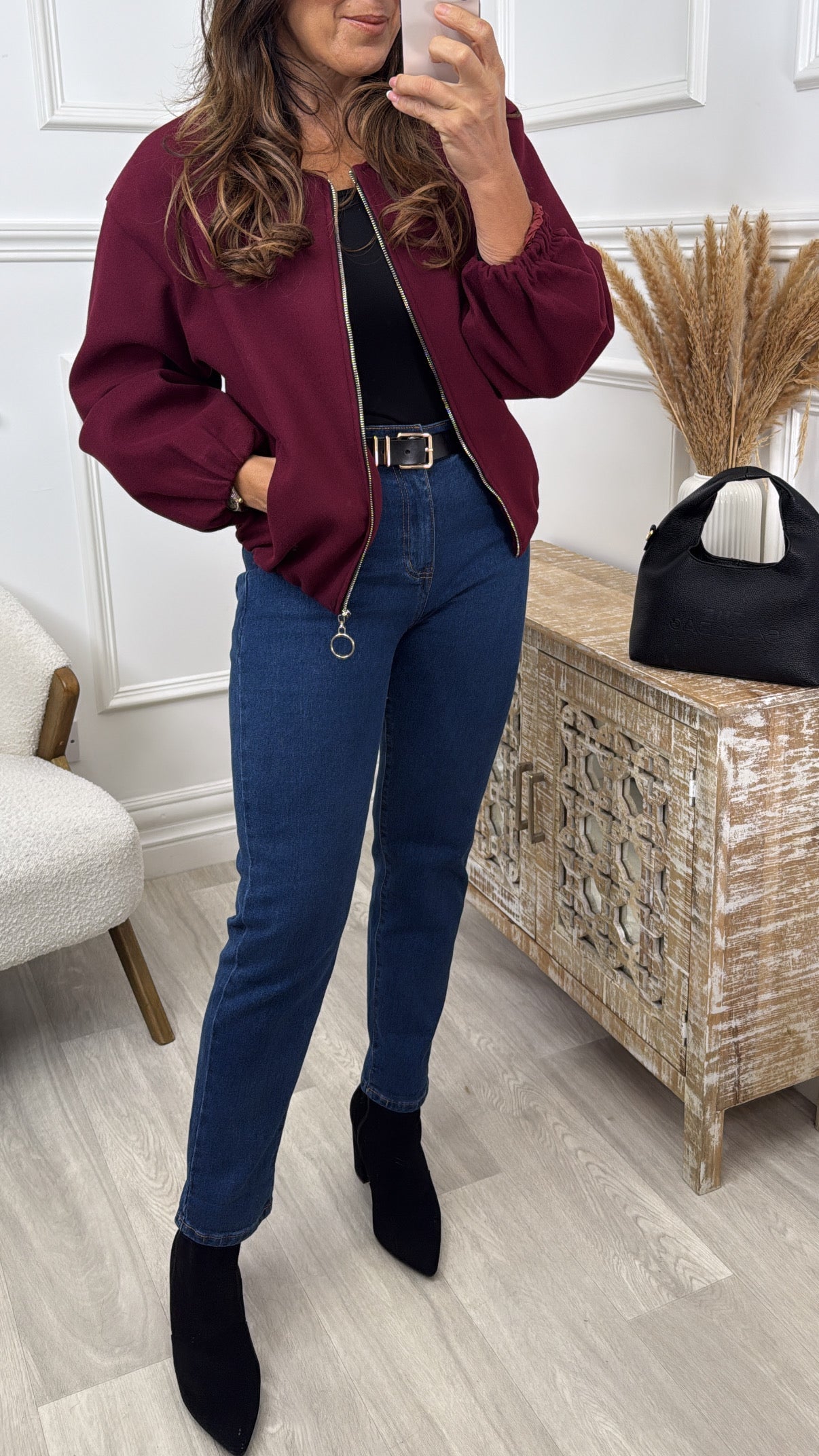 Jessica Wine Bomber Jacket