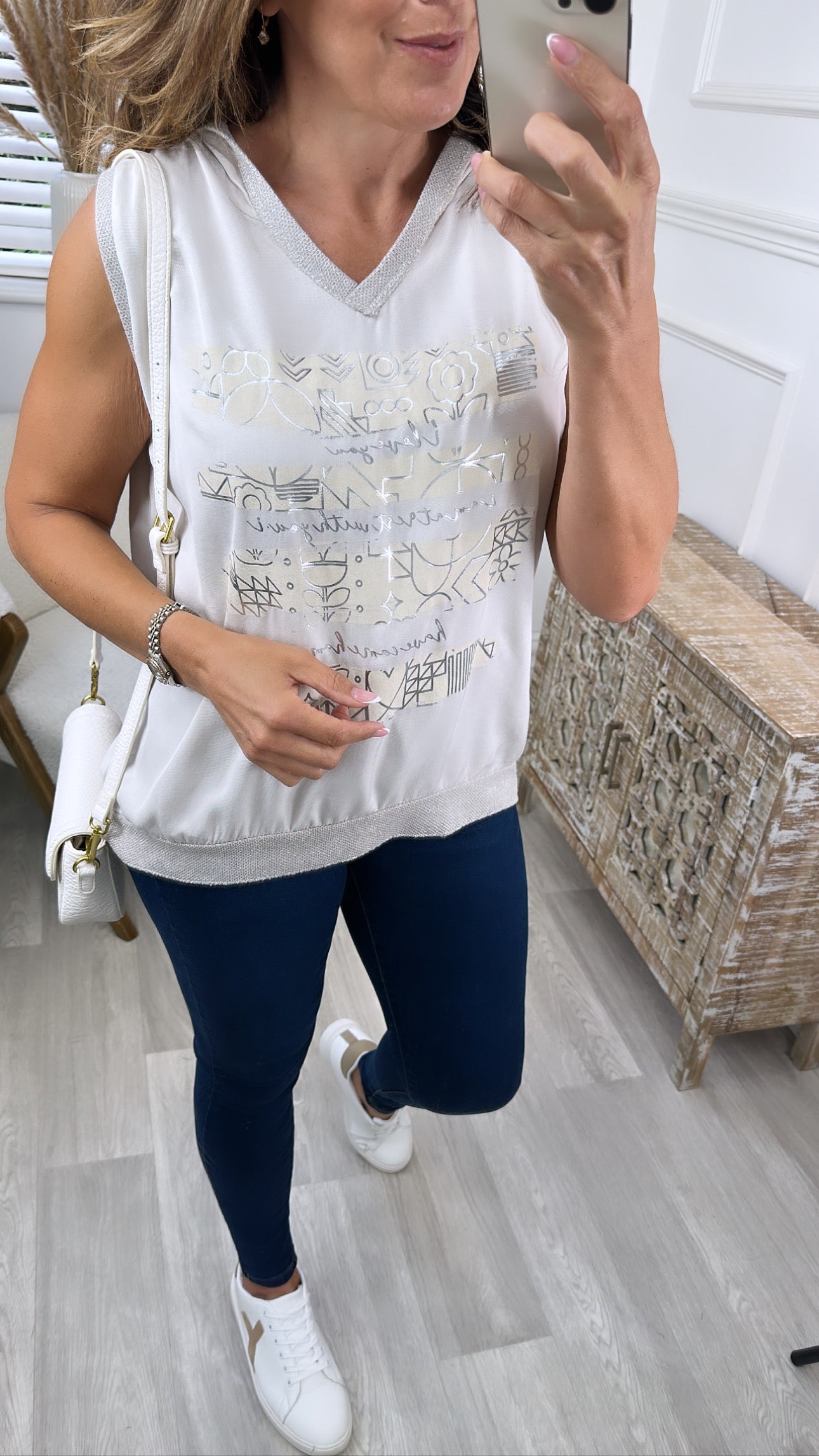 Bernice Beige Sleeveless Hoodie