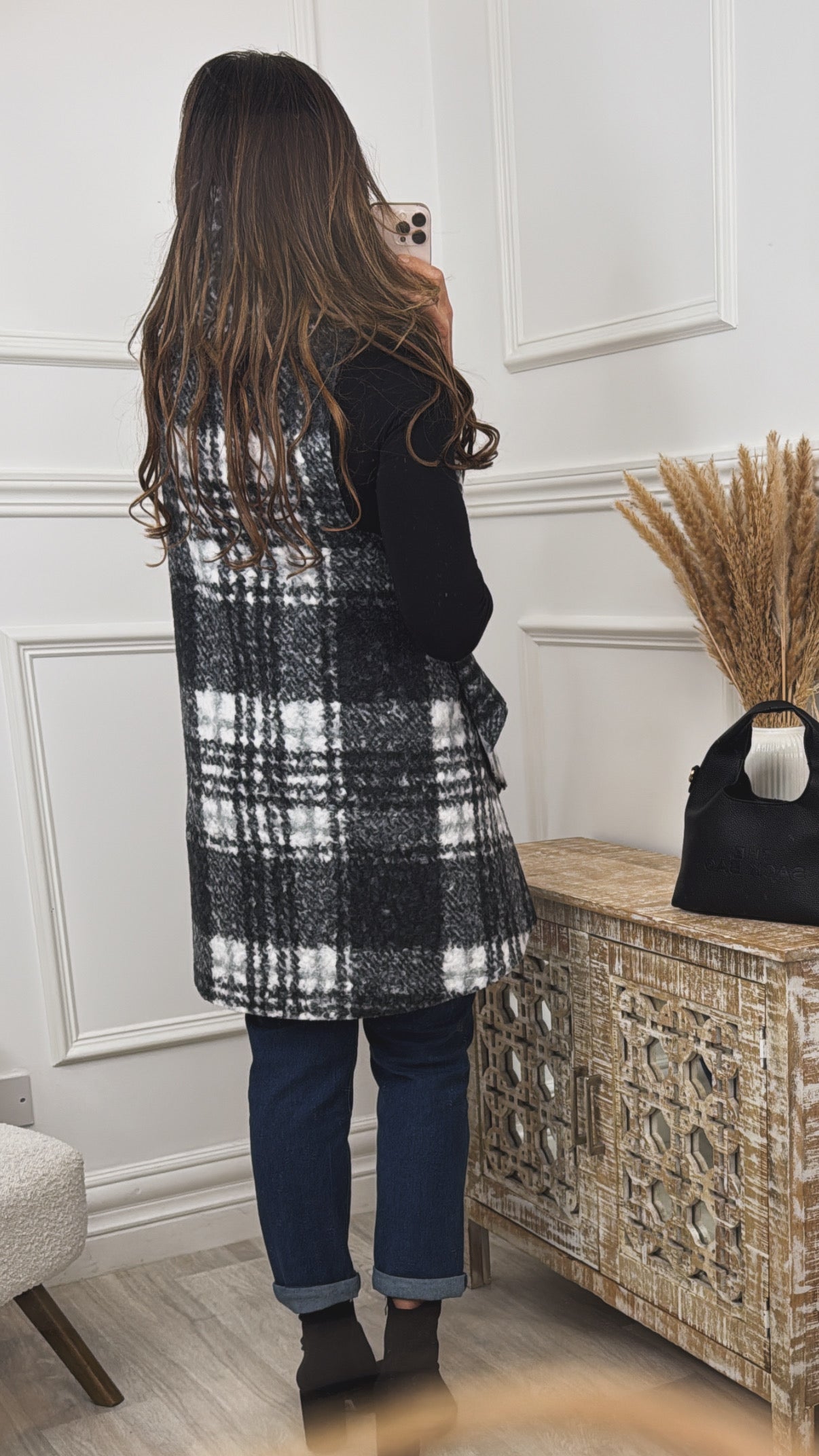 Santana Black Check Waistcoat
