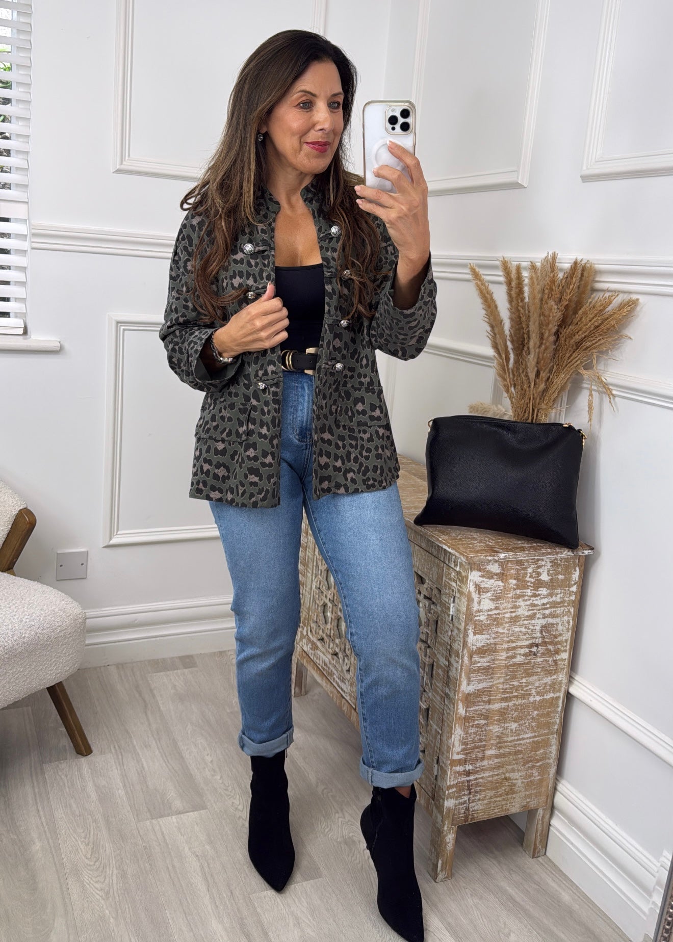Jessica Khaki Leopard Military Jacket