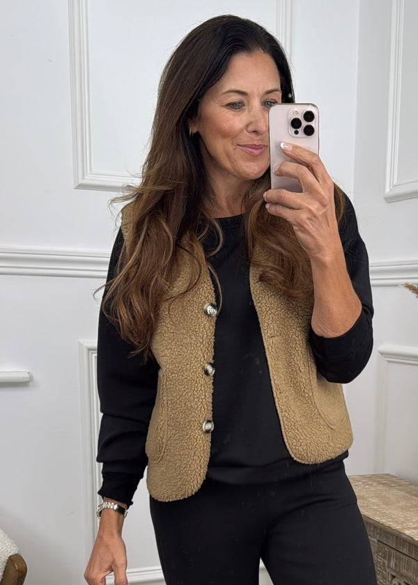 Kimberly Camel Faux Sherpa Vest