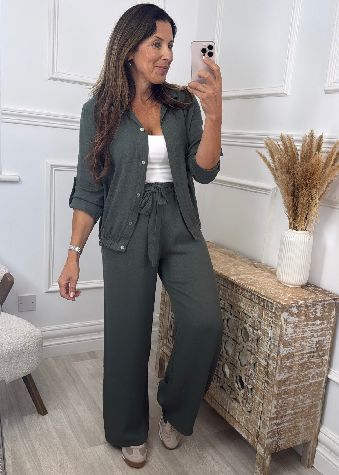Michelle Khaki Pants and Top Set