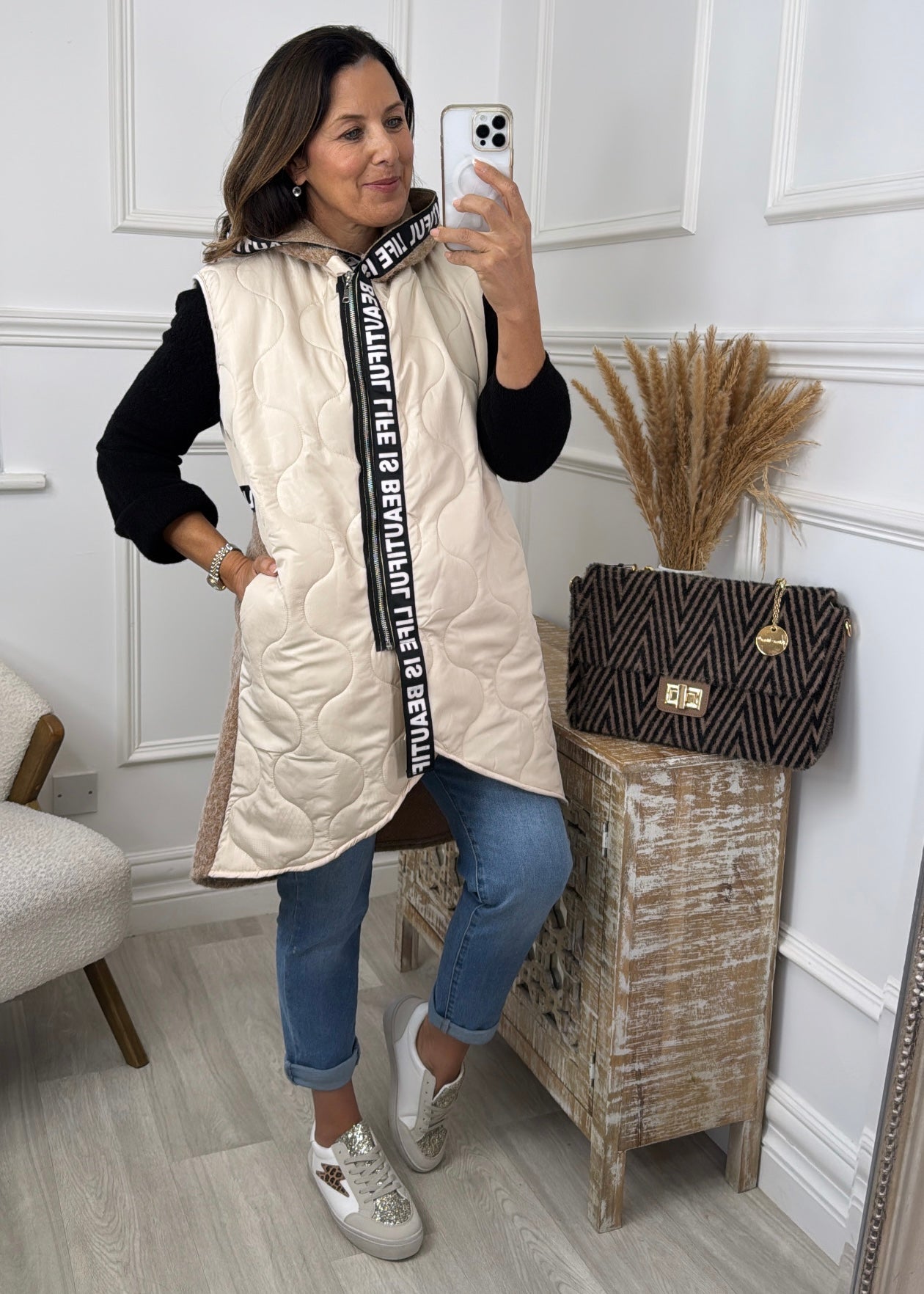 Ceoline Beige Gilet with Back Detail