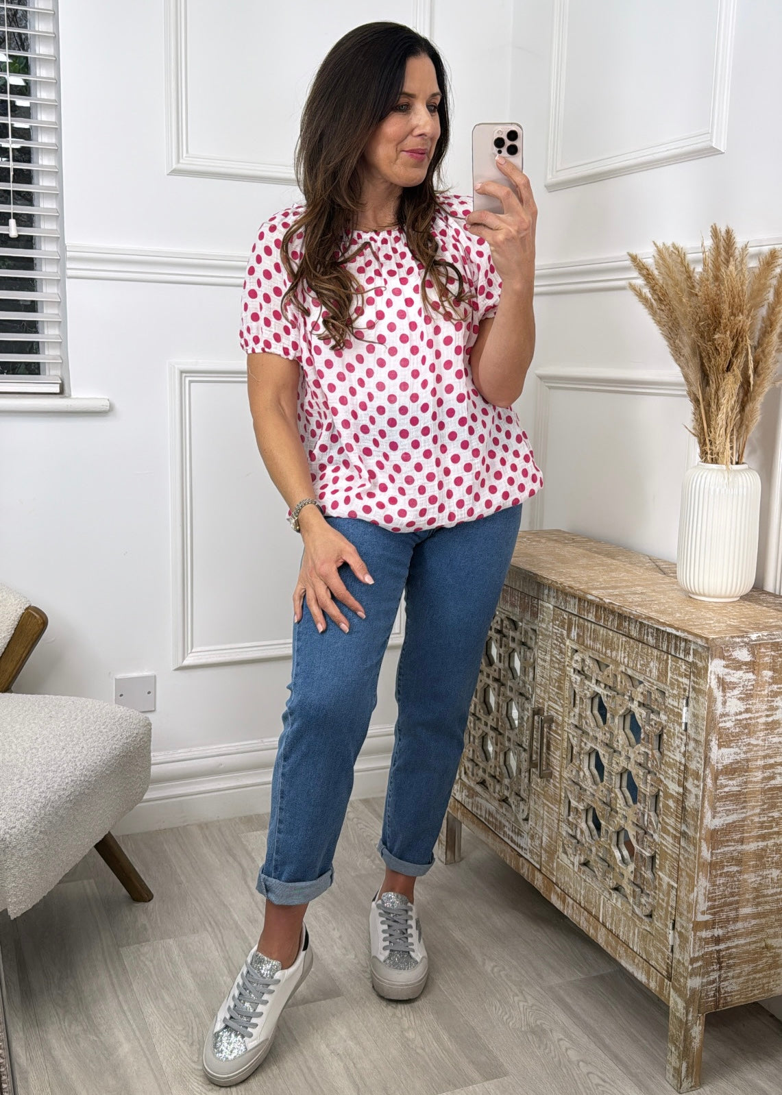 Solange Pink Polka Dot Blouse