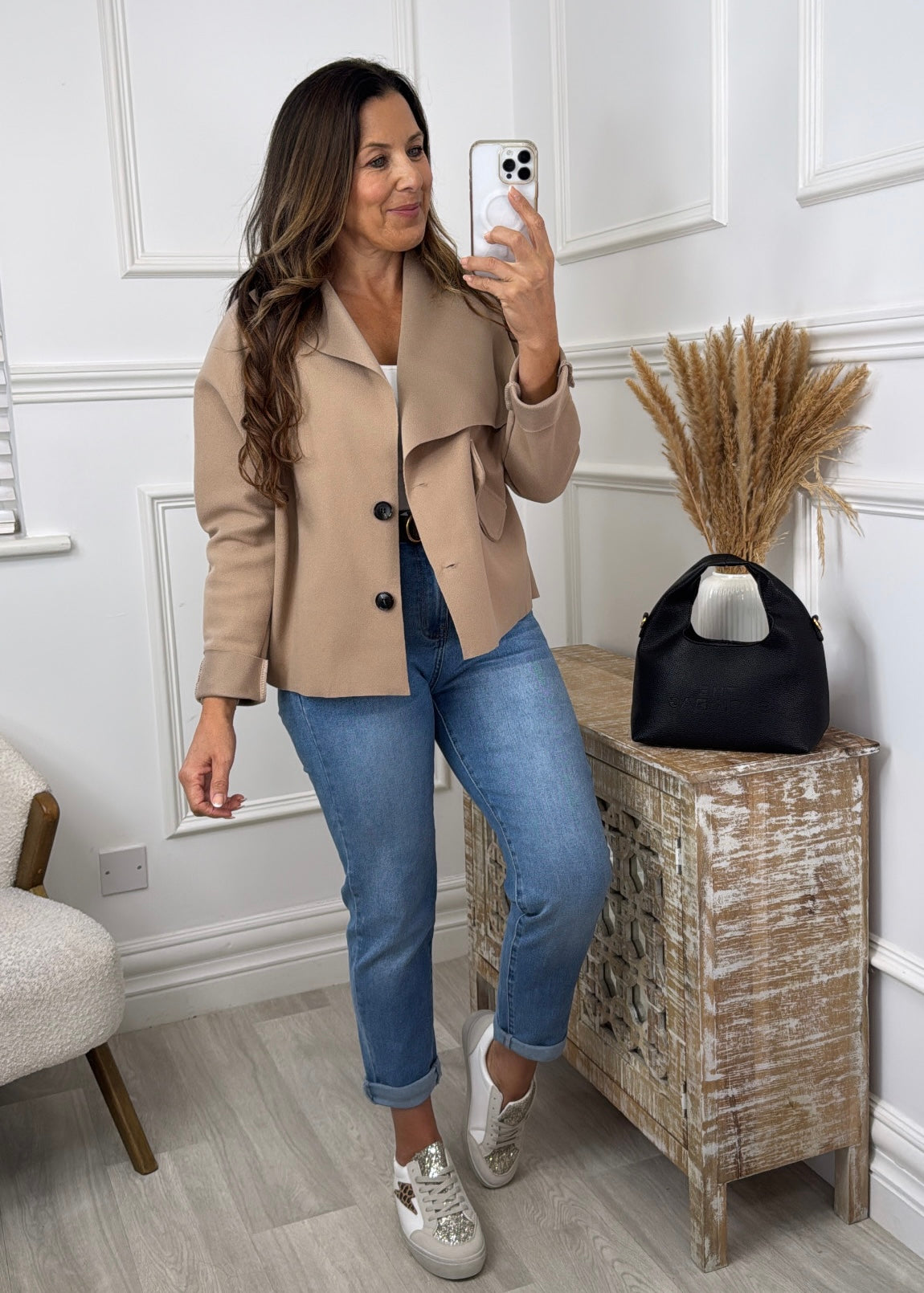Carla Camel Button Jacket