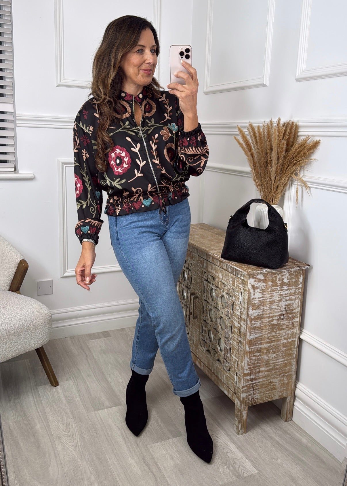 Carmen Black Print Bomber