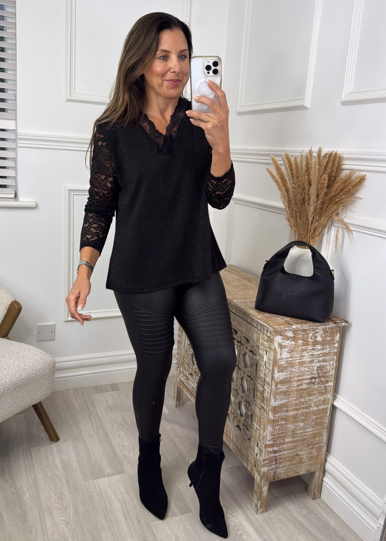 Jennie Black Lace Sleeved Top