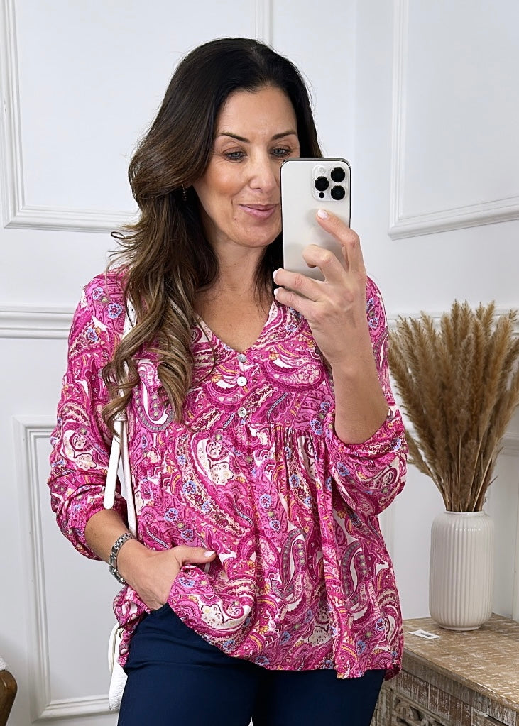 Aileen Pink Paisley Print Blouse