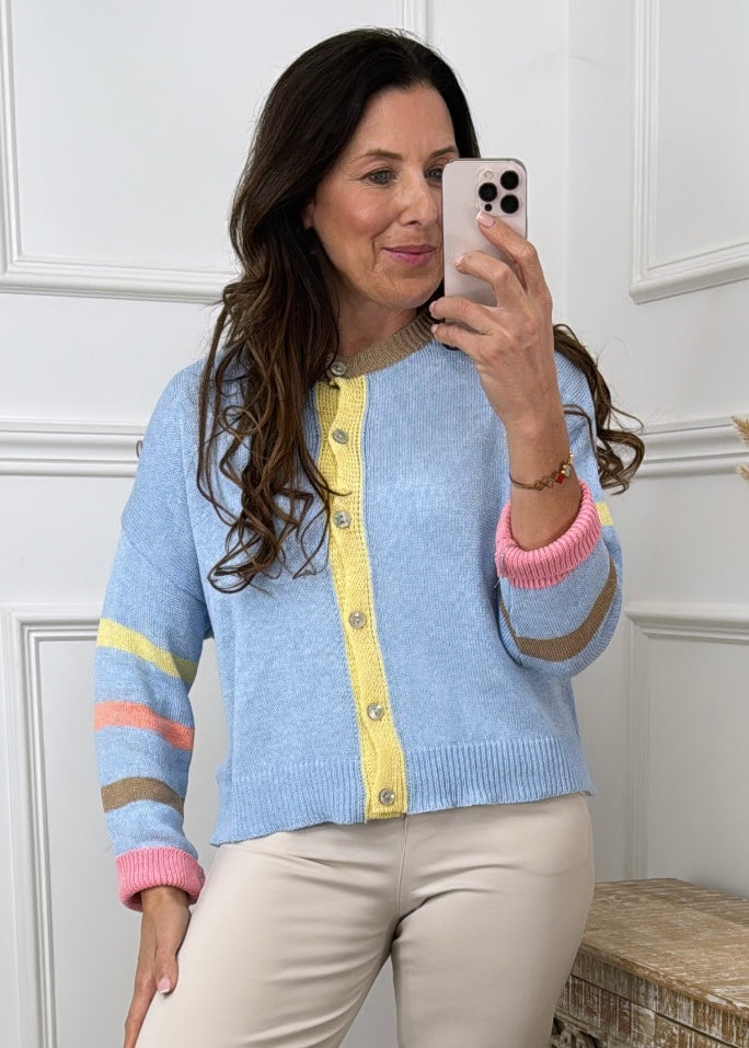 Amaris Blue Striped Sleeve Cardigan