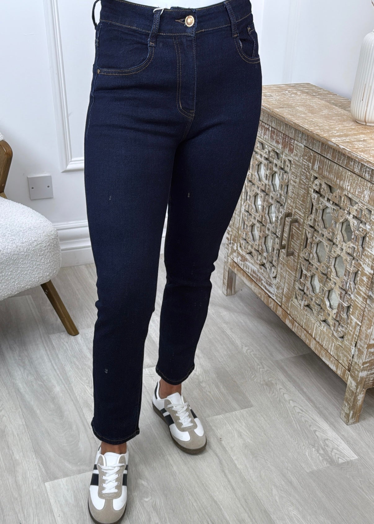 Aggie Dark Blue Straight Leg Jeans