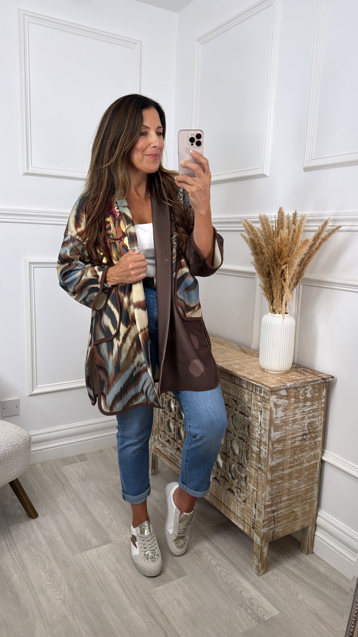Trista Beige Animal Print Jacket