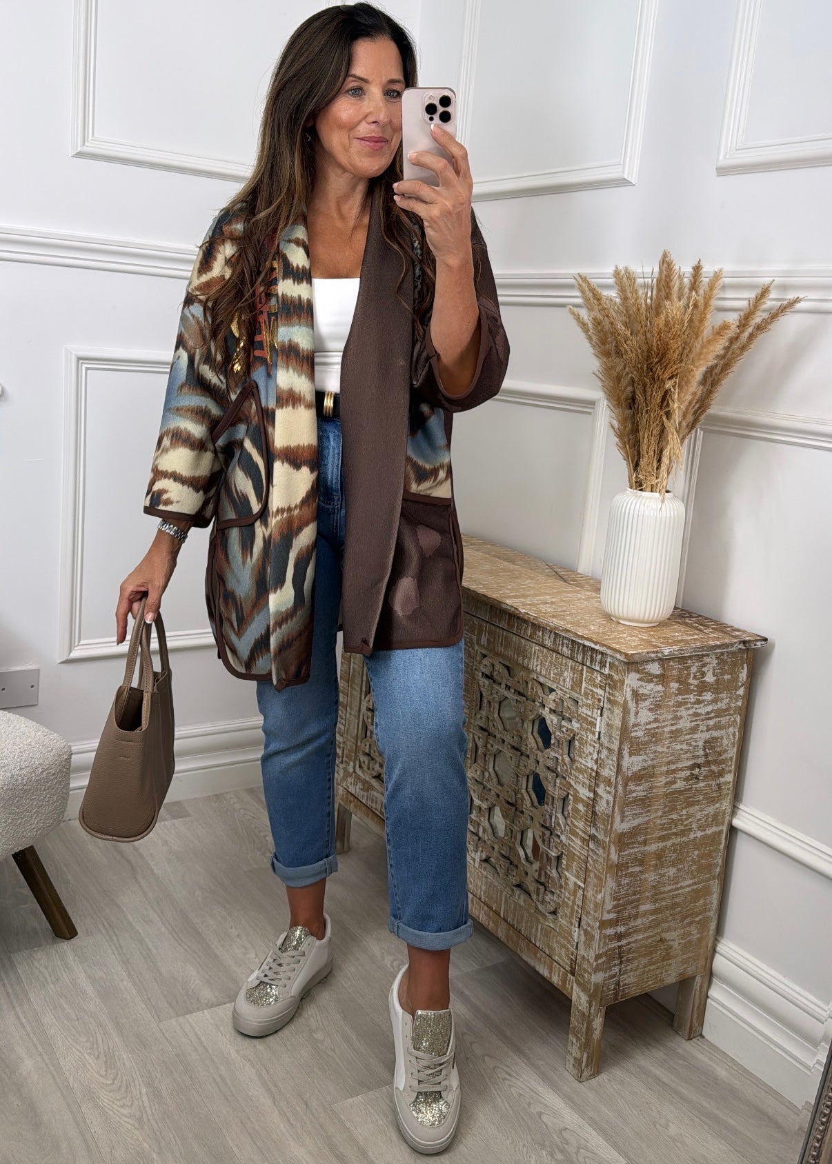 Trista Beige Animal Print Jacket