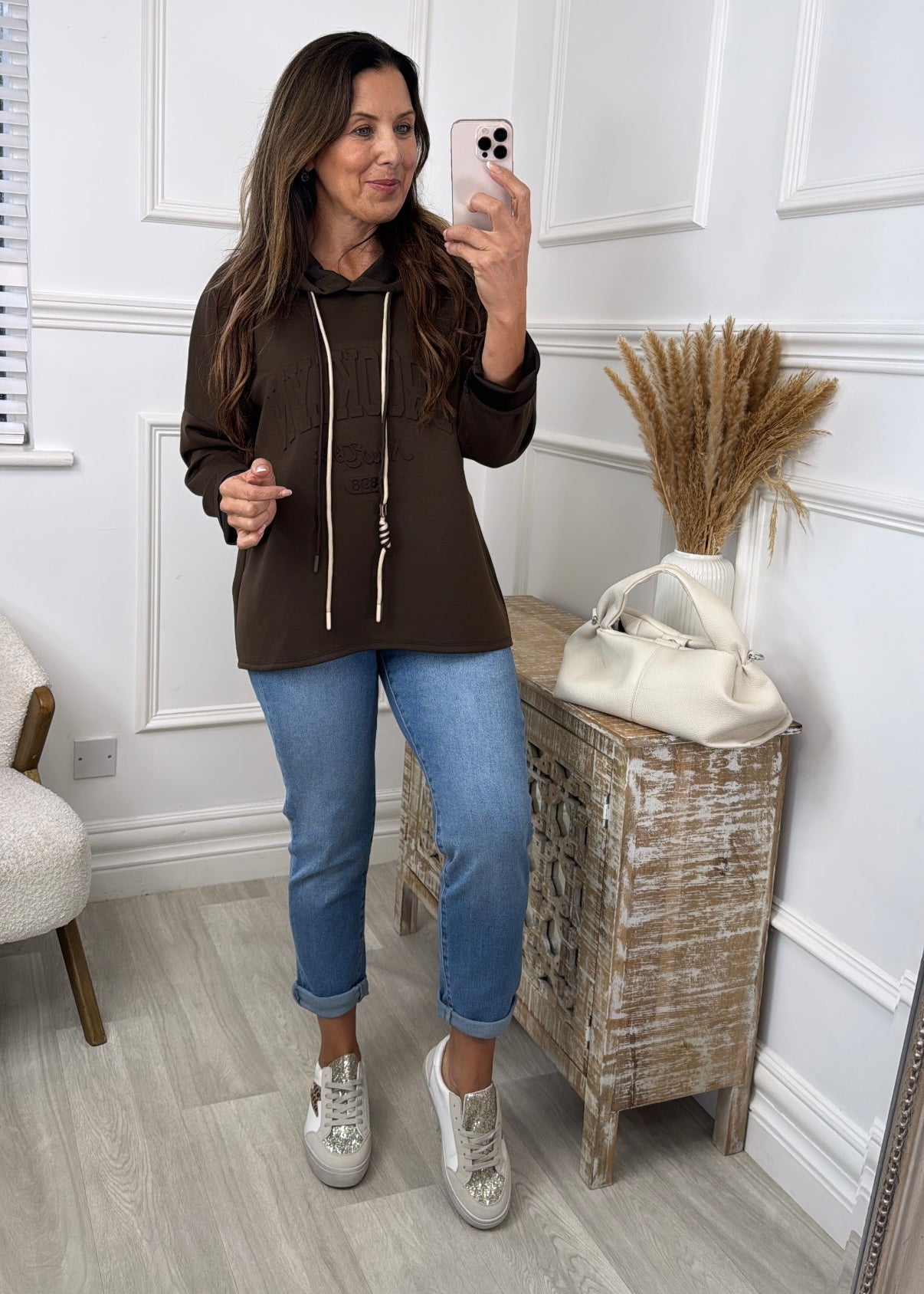 Jules Brown Embossed Hoodie
