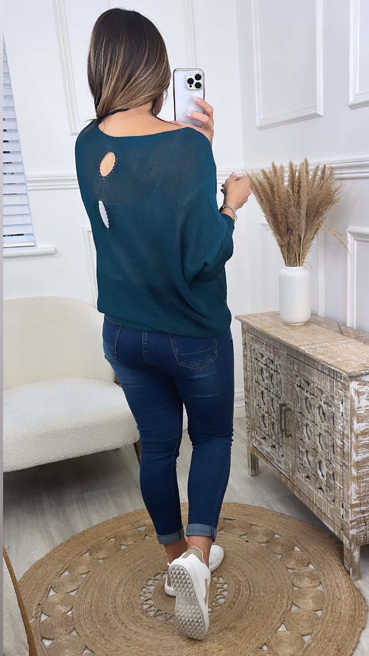 Lamisse Petrol Cut Out Detail Top