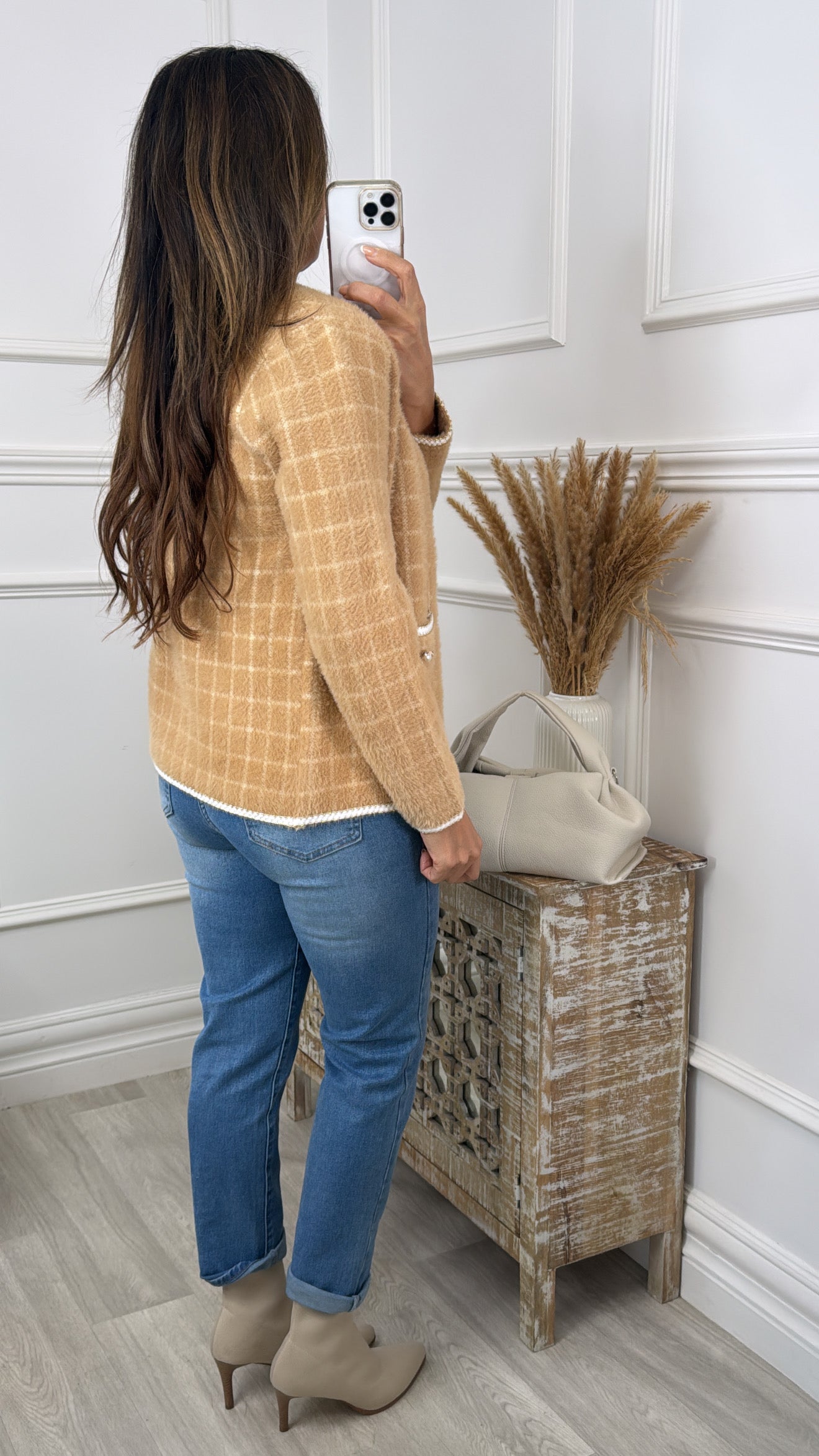 Nola Camel Braid Cardigan