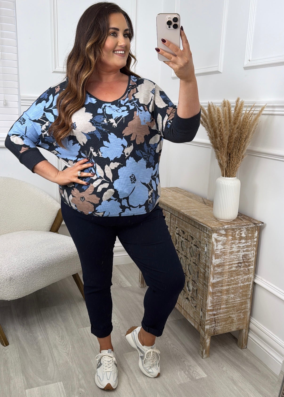 Milara Blue Floral Print Top