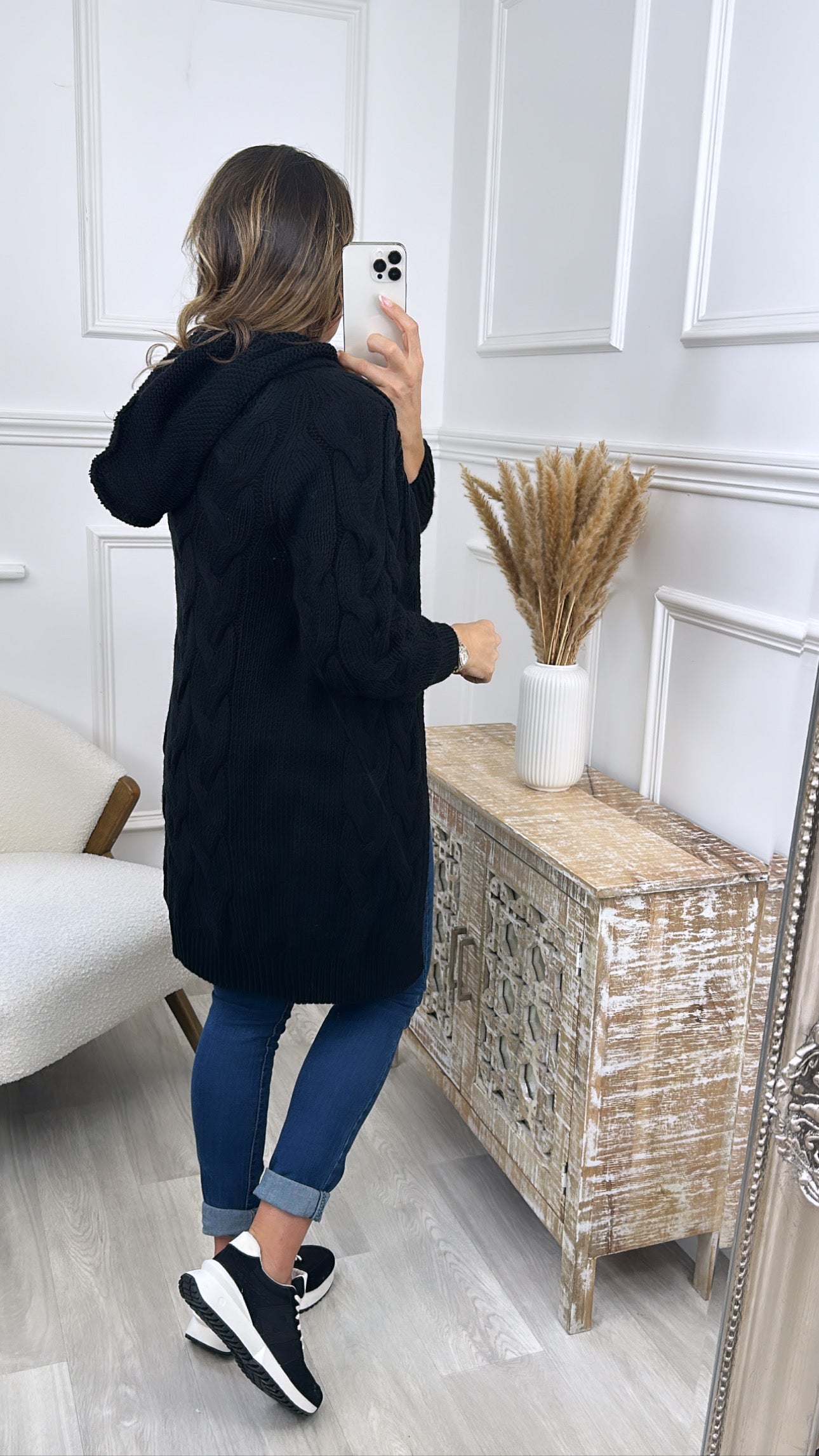 Claudine Black Hooded Cardigan