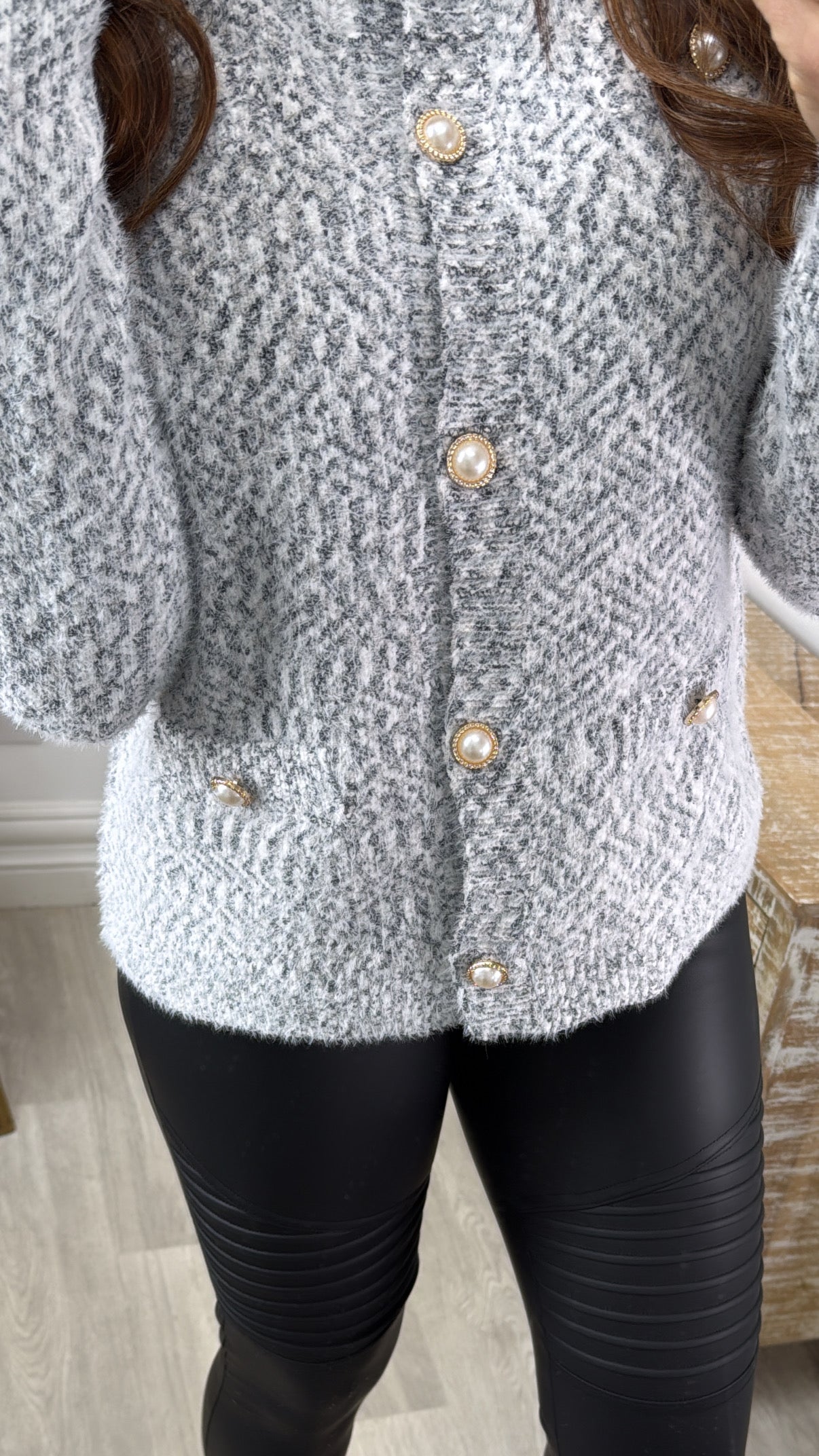 Kaia Grey Button Cardigan