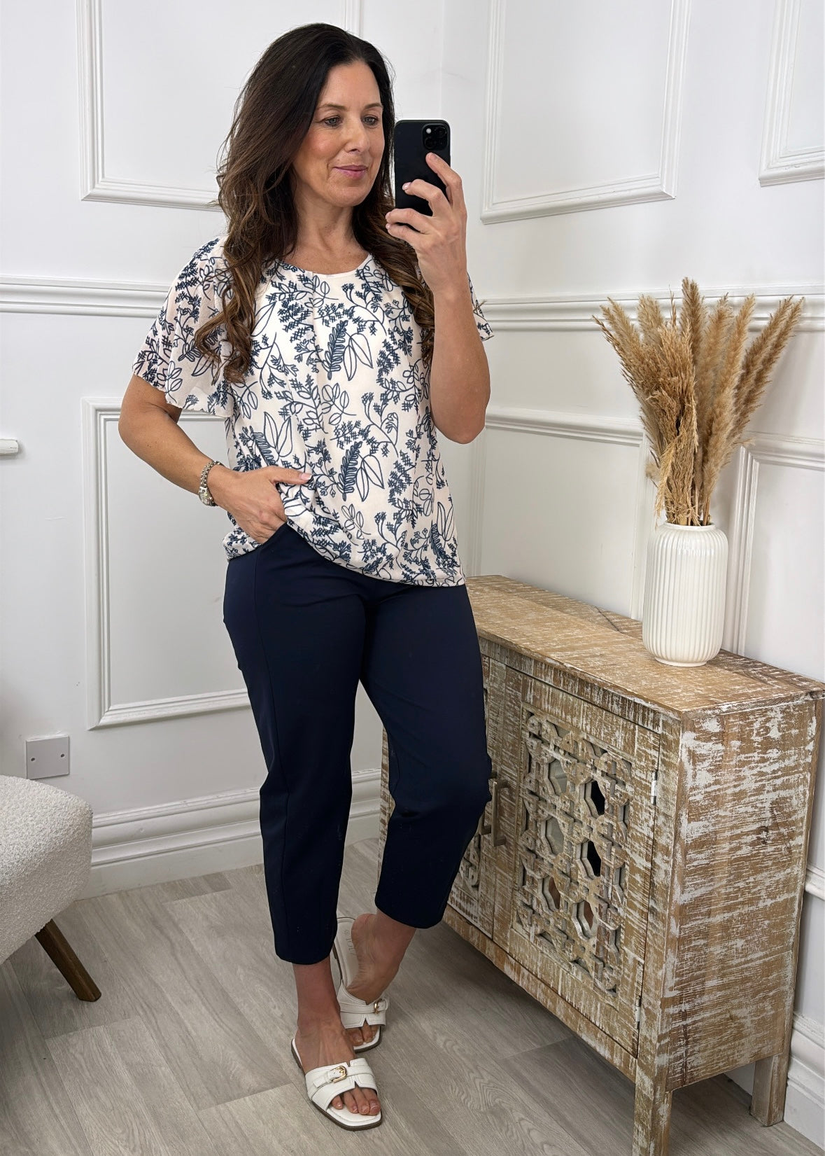 Dixie Navy Floral Print Blouse
