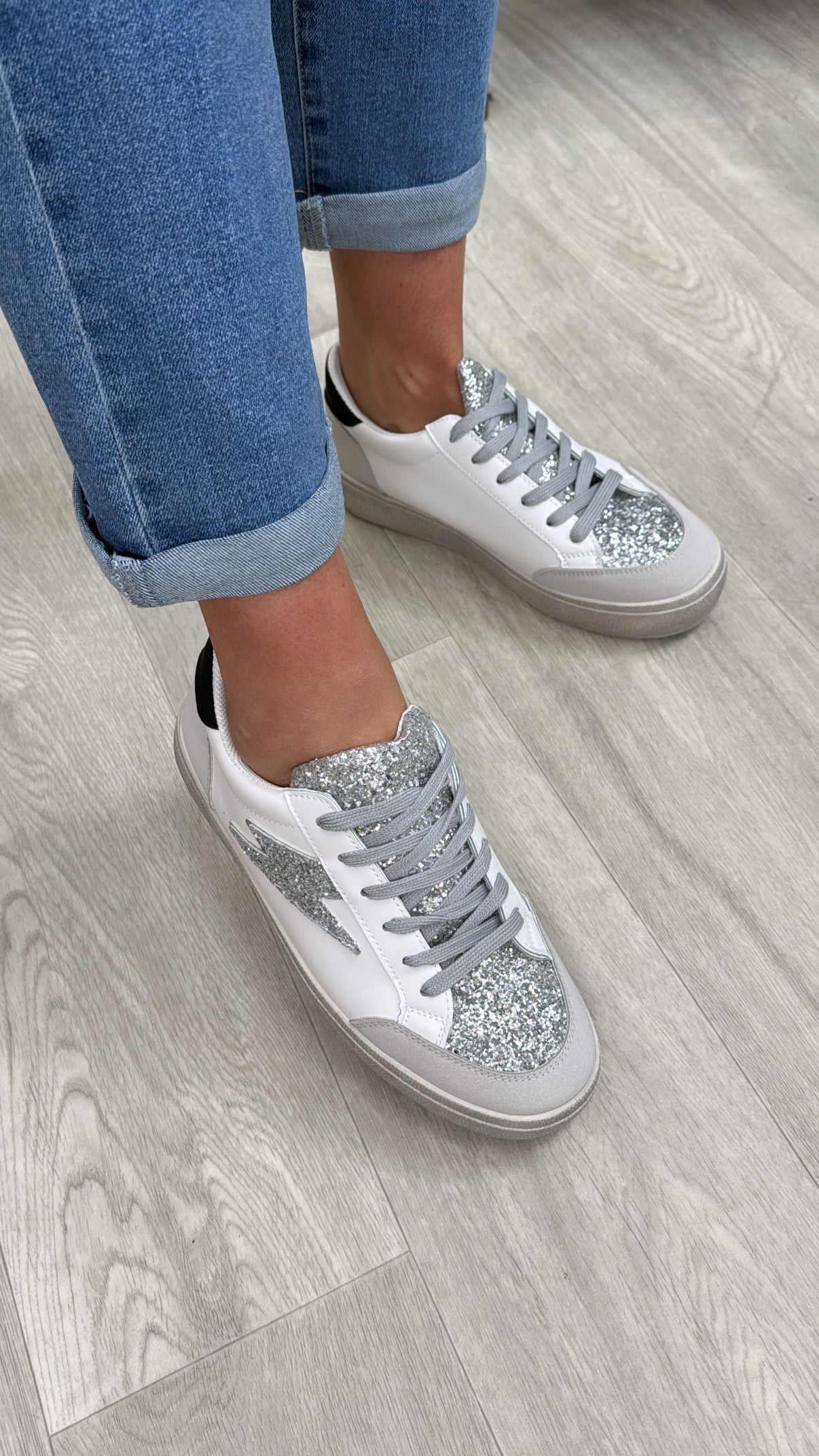 Brooke Silver Glitter Upper Trainers