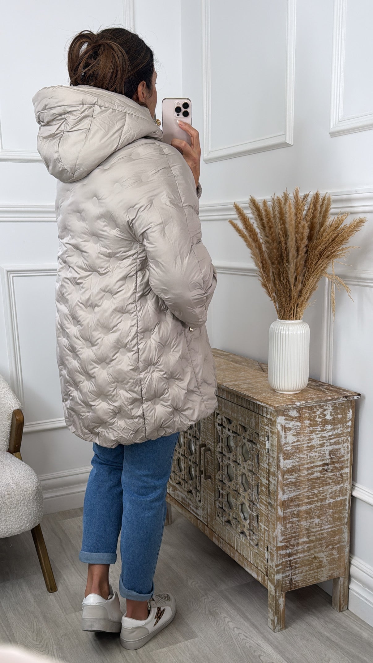 Hallie Beige Tube Cuff Jacket