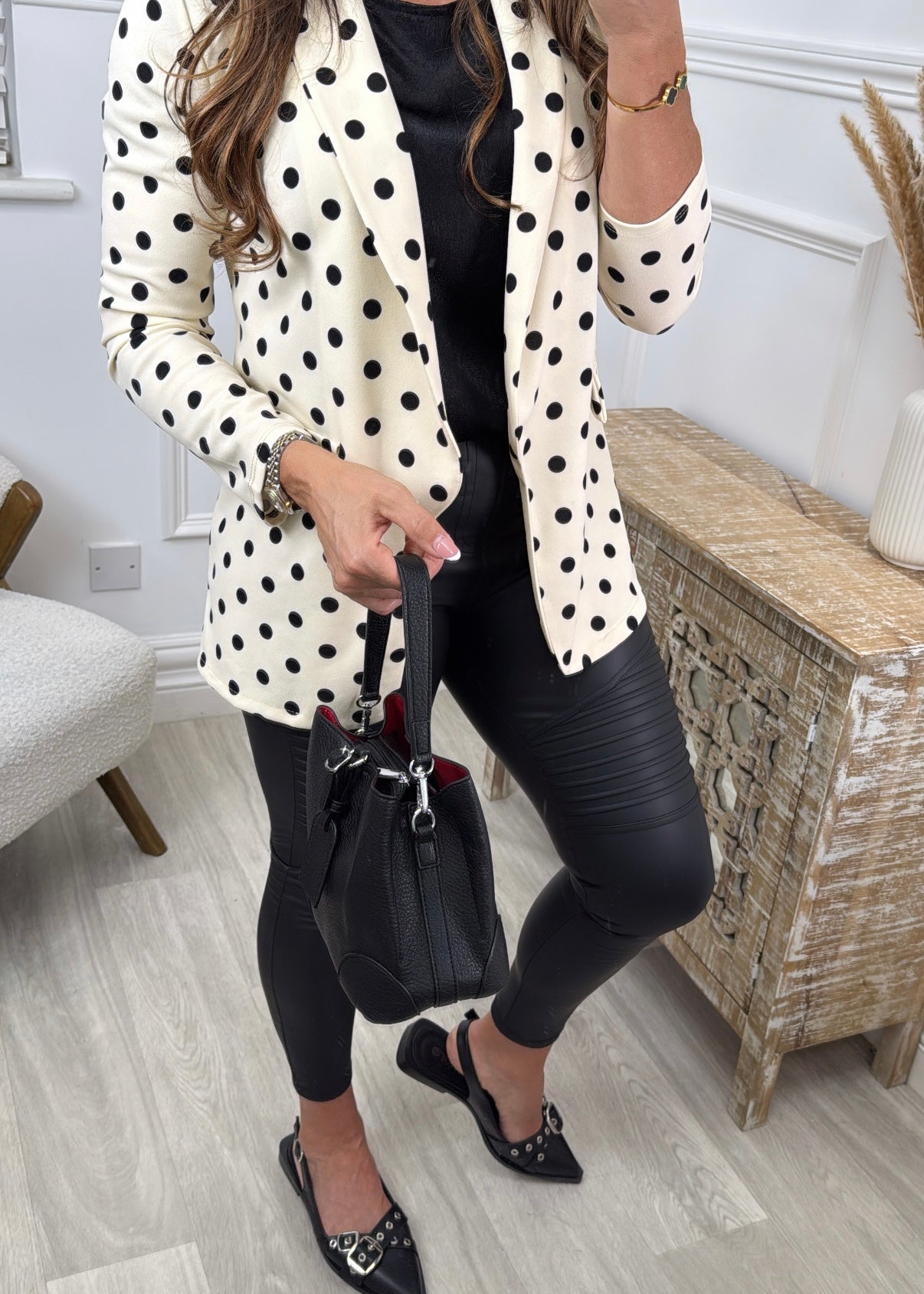 Steffi Cream Polka Dot Blazer