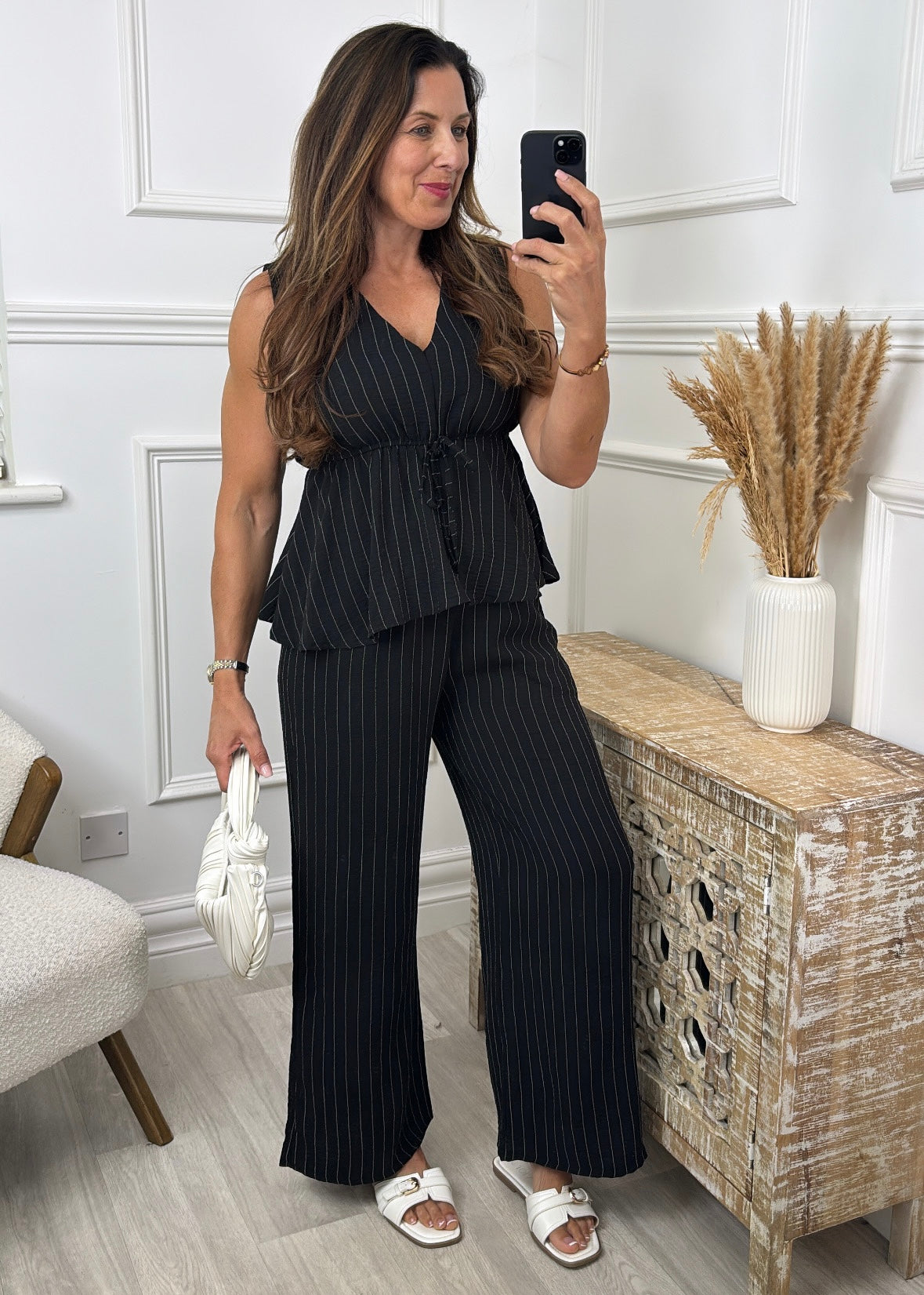 Catherine Black Striped Set