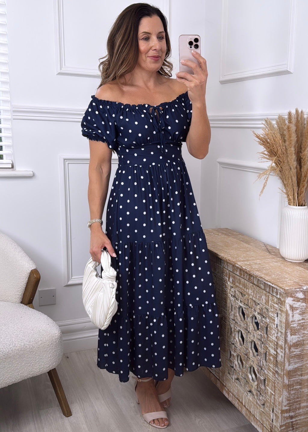 Ciaramai Navy Polka Dot Dress