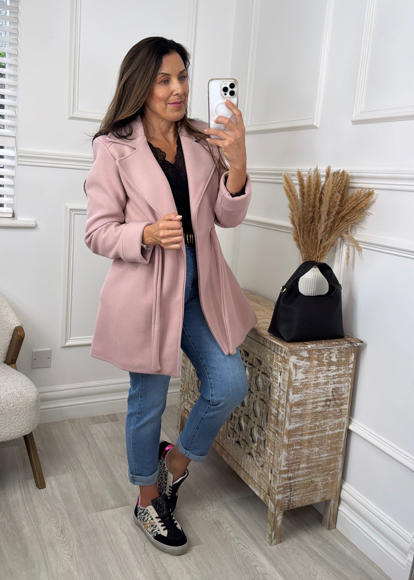 Rosie Baby Pink Belted Jacket