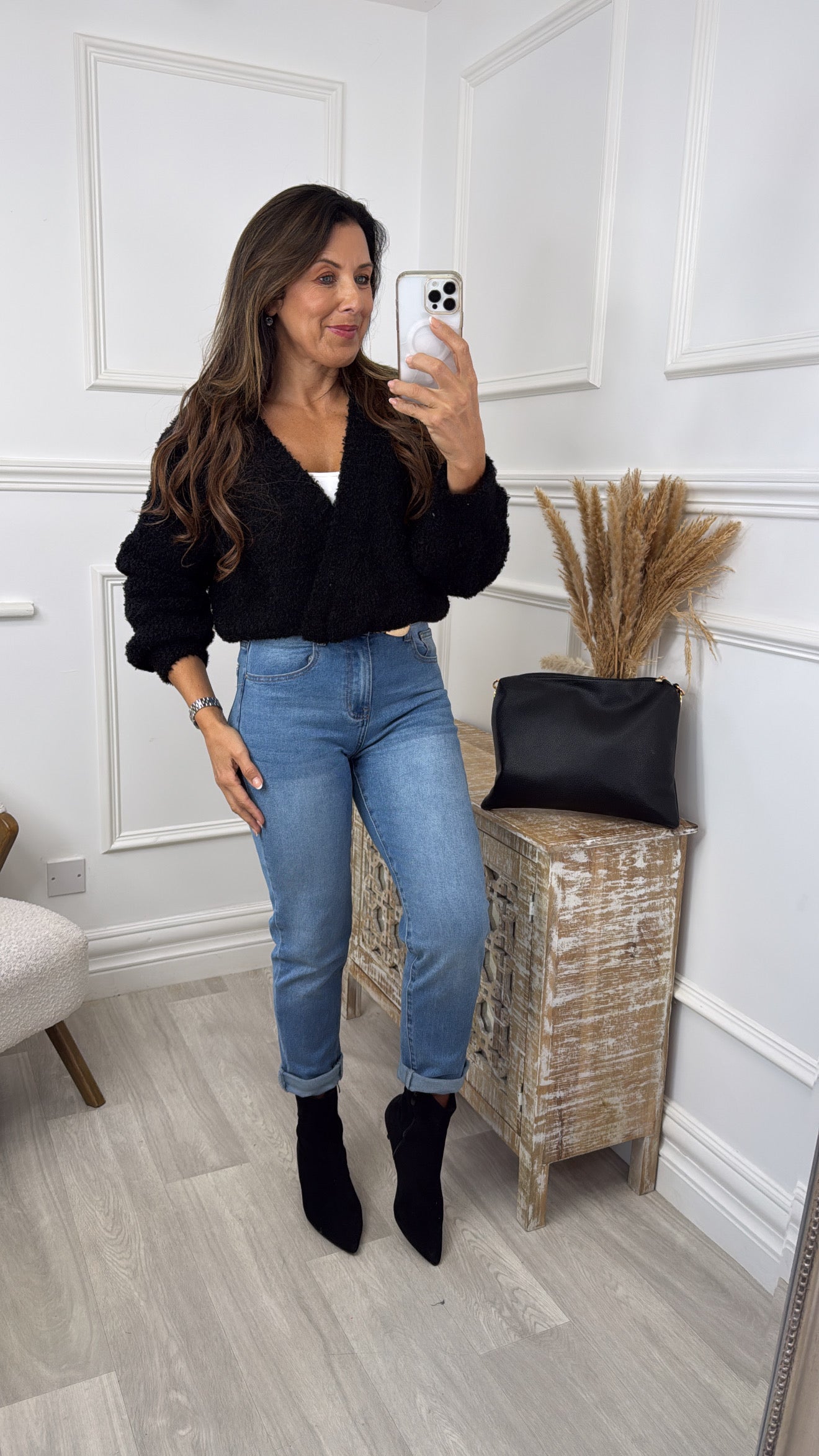 Daryl Black Two Button Cardigan