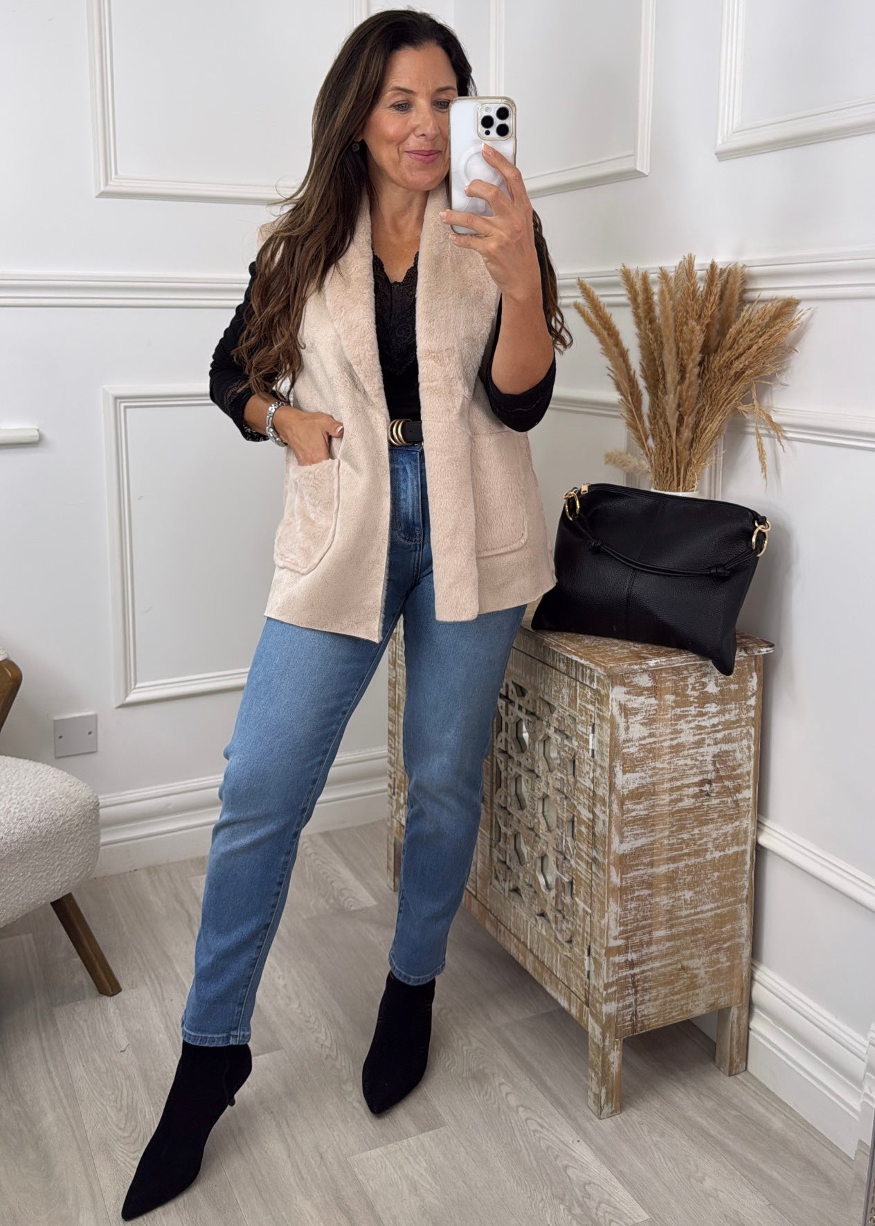 Loretta Beige Suede Feel Waistcoat