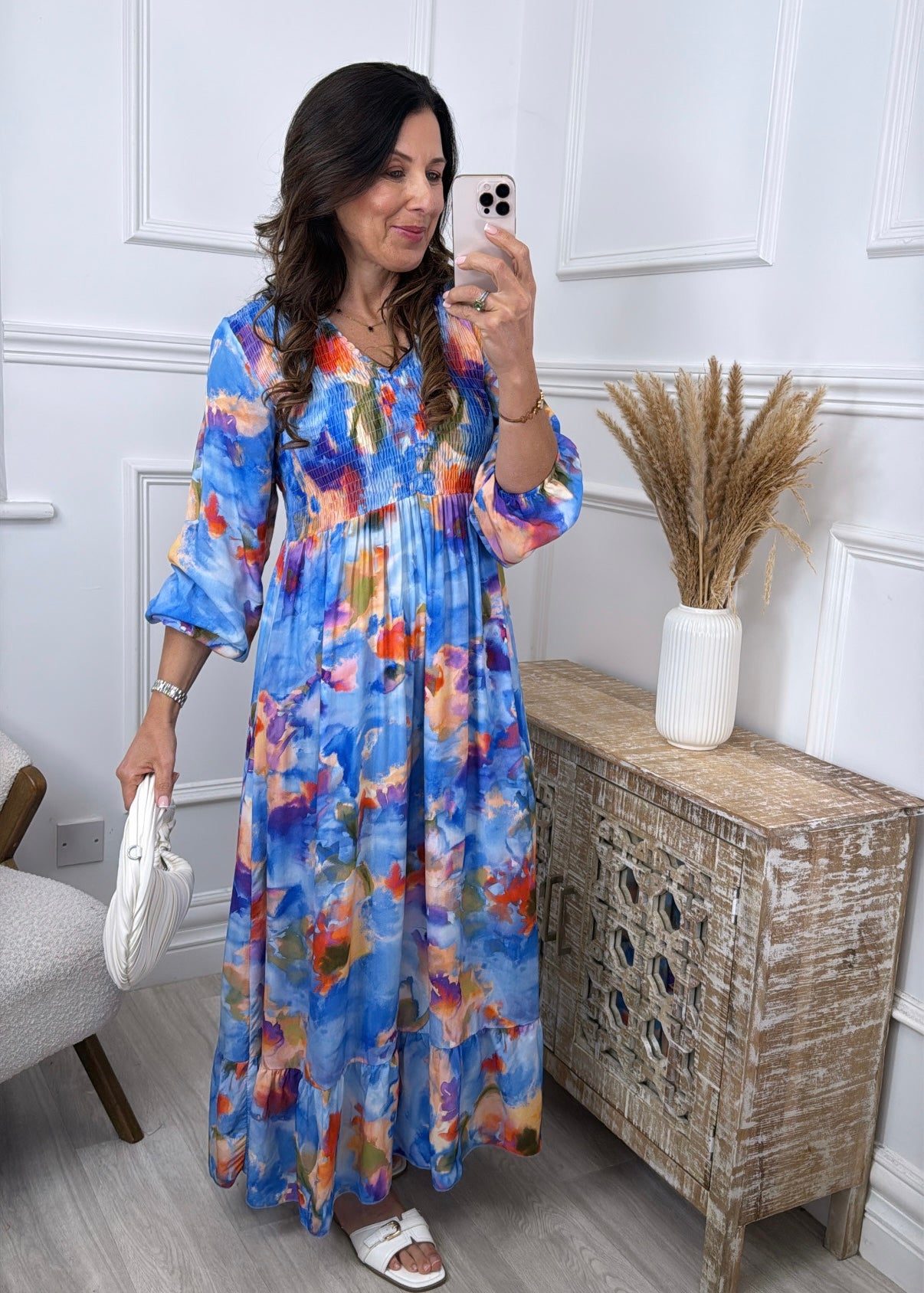 Claudine Blue Floral Midi Dress