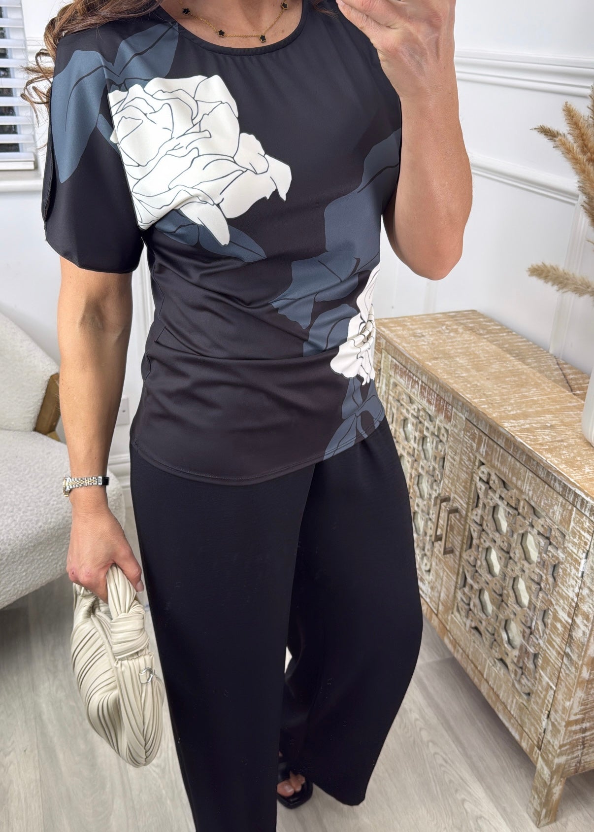 Josetta Black Floral Top Set