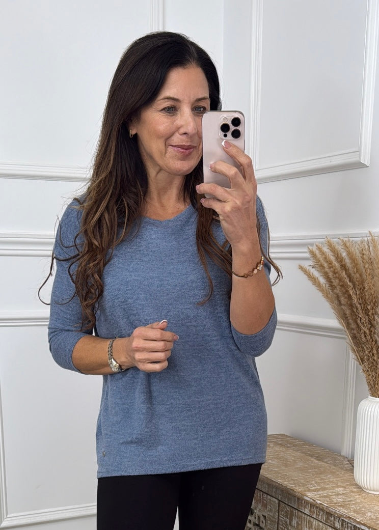 Mia Stone Blue Marl Top