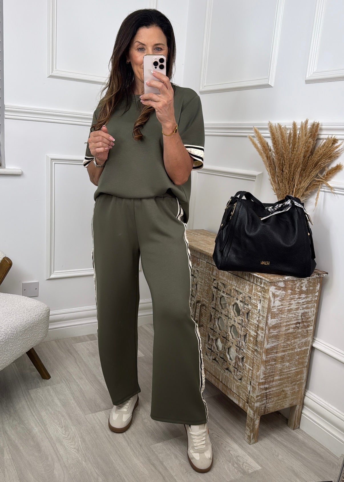 Scilla Khaki Embossed Stripe Tracksuit