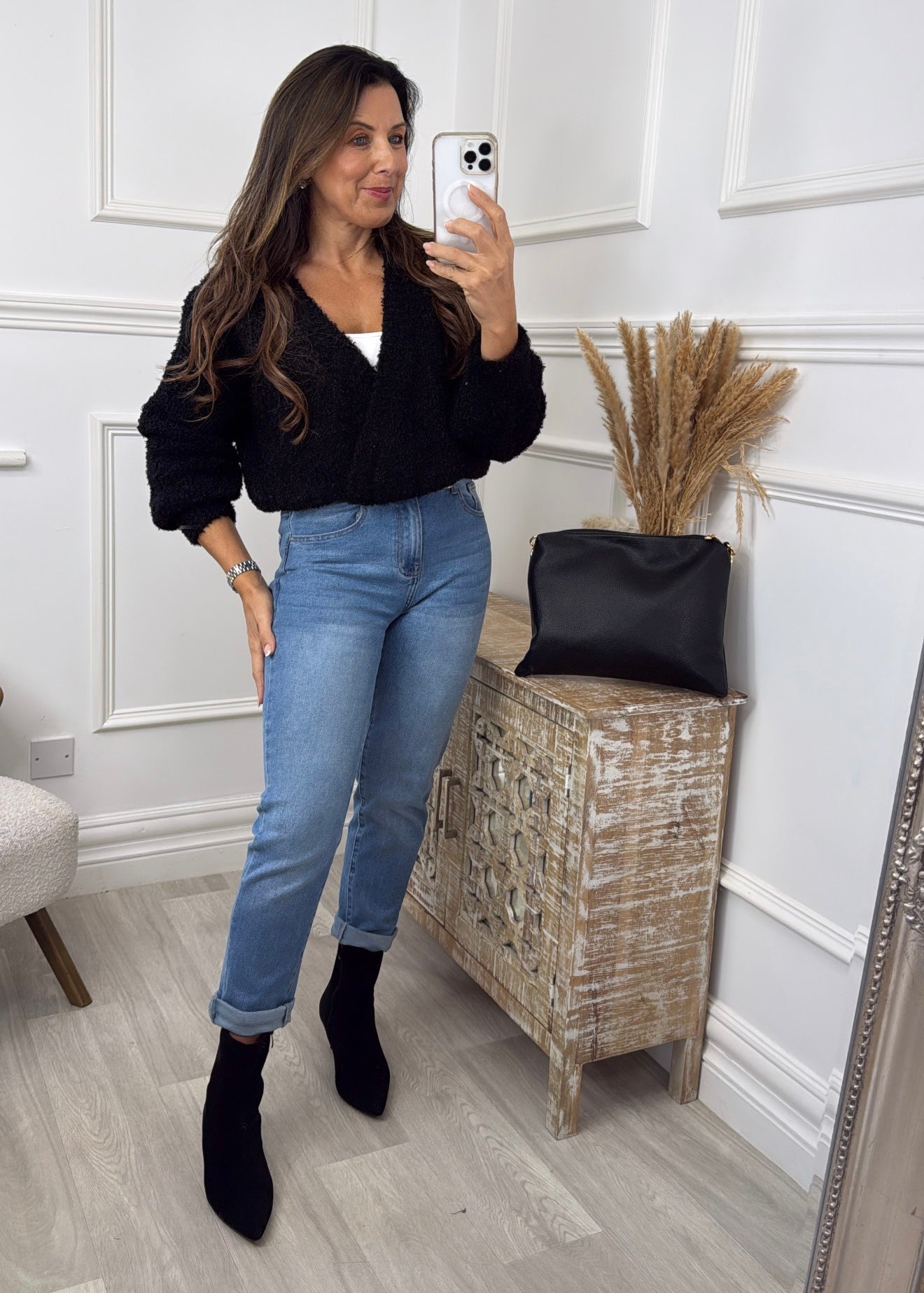 Daryl Black Two Button Cardigan