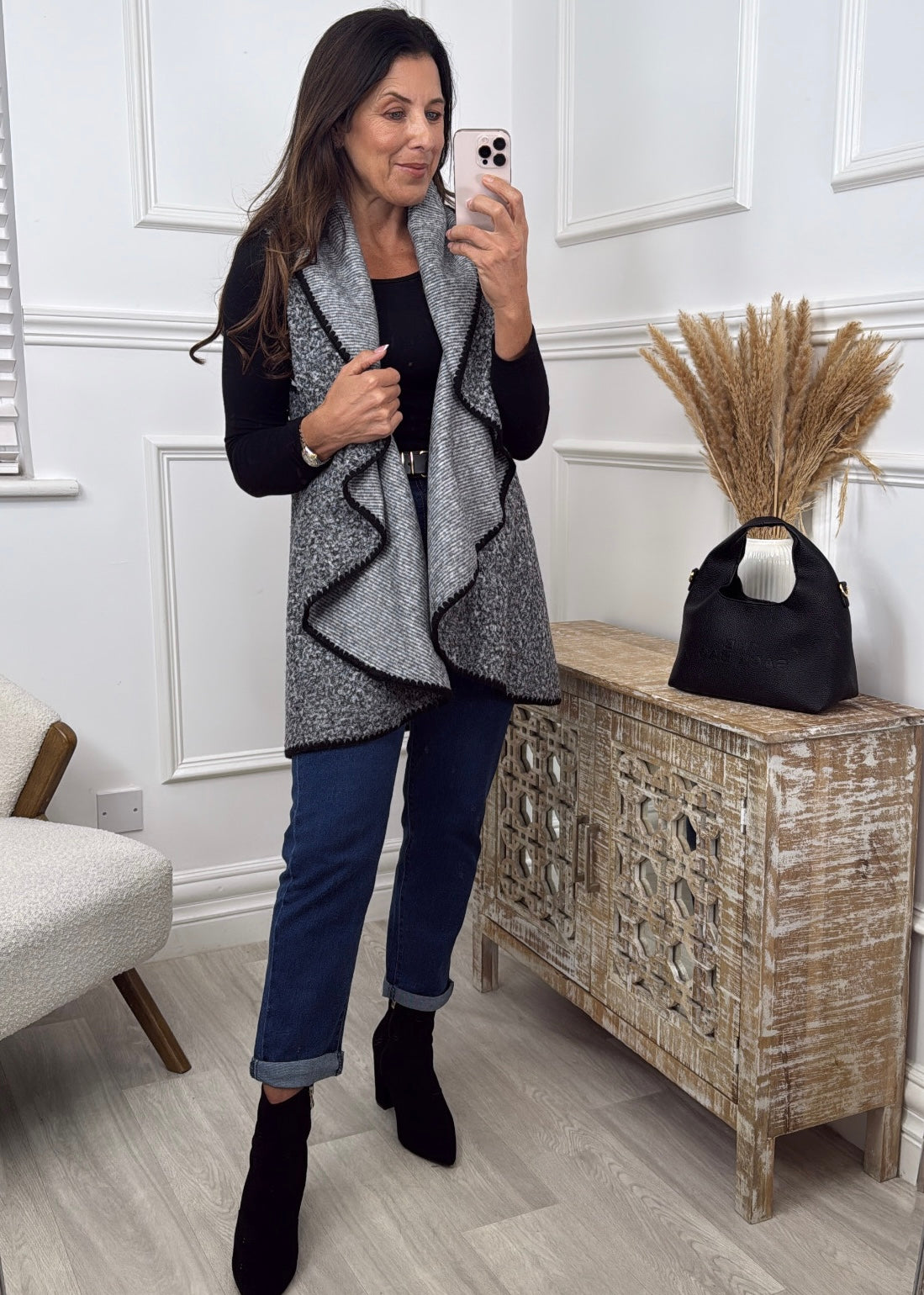 Dorothy Grey Border Stitch Waistcoat