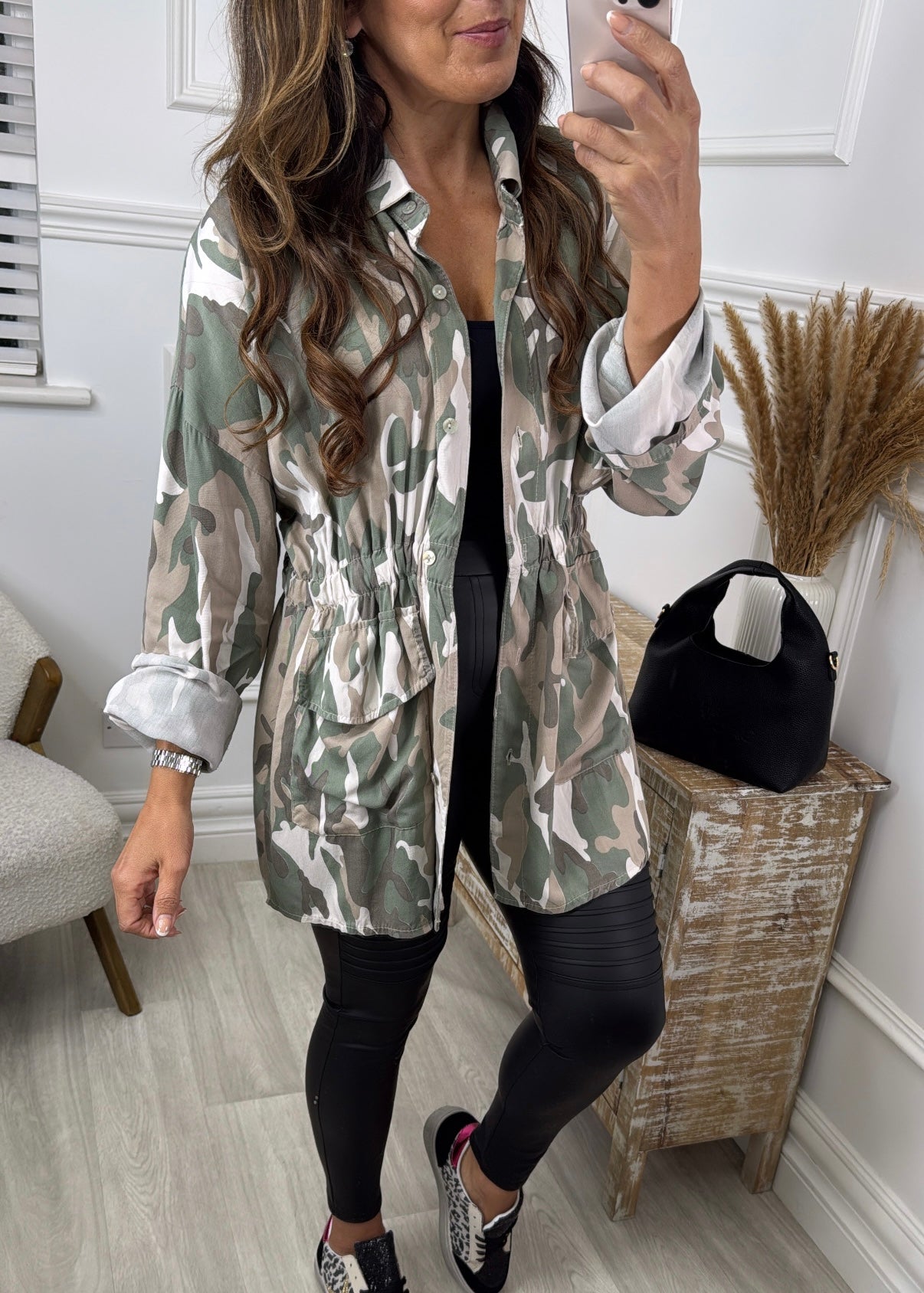 Keira Beige Pocket Cargo Shirt