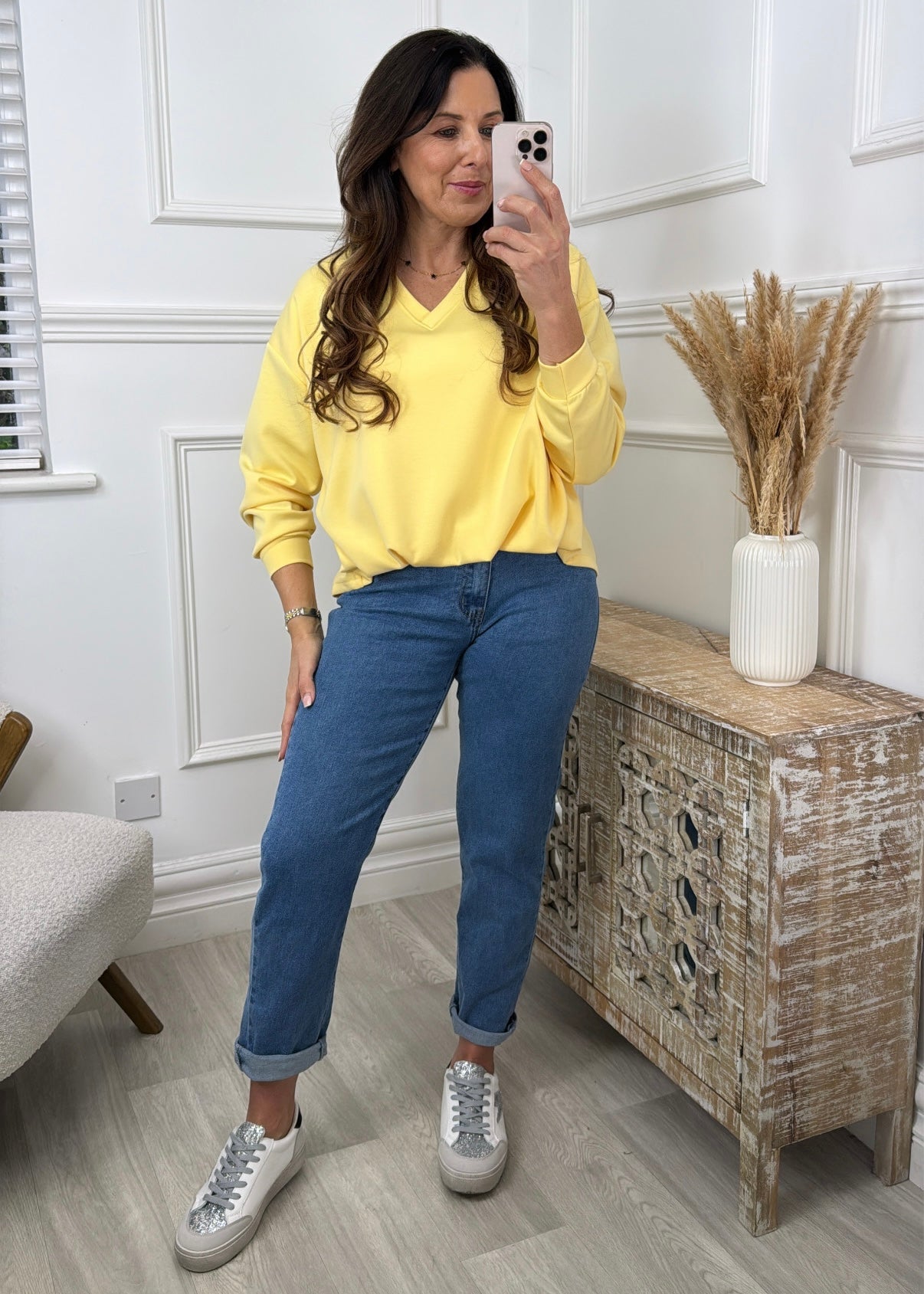 Iris Yellow V Neck Top