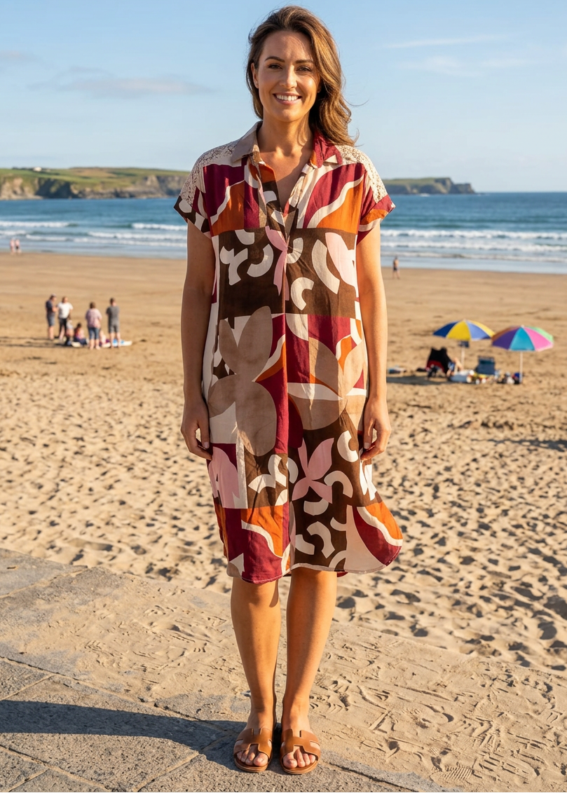 Deborah Rust Print Collar Dress