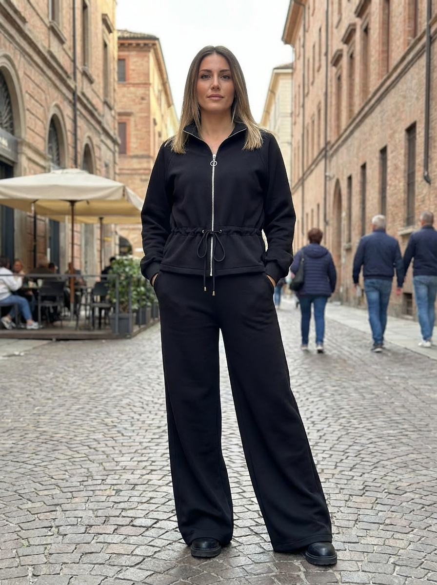 Demi Black Zip Thru Tracksuit