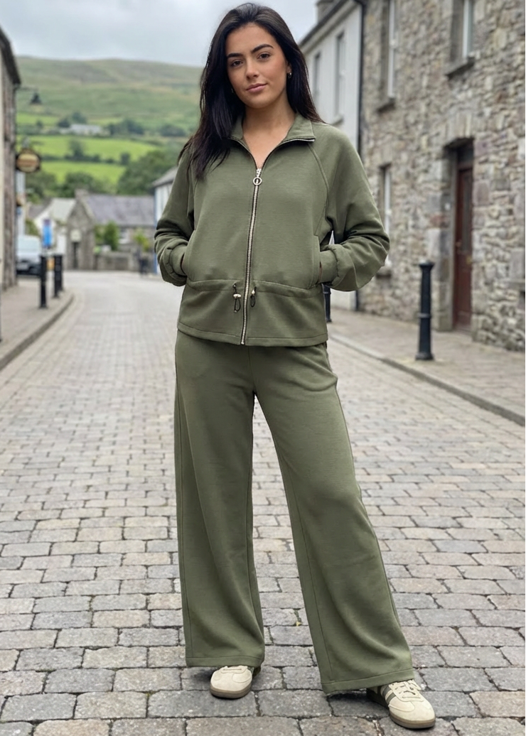 Demi Khaki Zip Thru Tracksuit