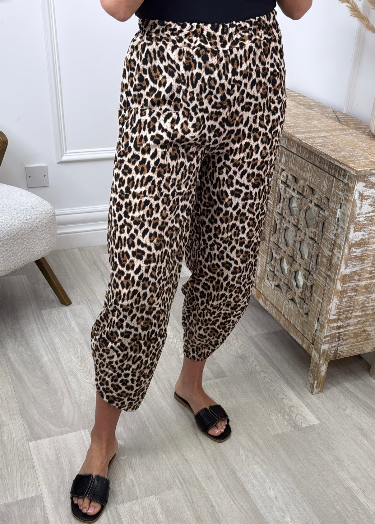 Lara Cream Leopard Print Harem Trousers