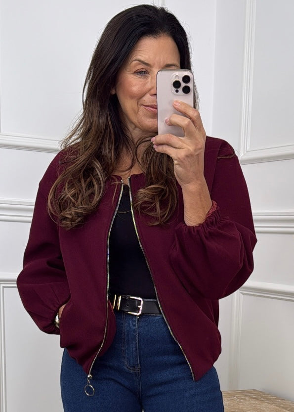 Jessica Wine Bomber Jacket
