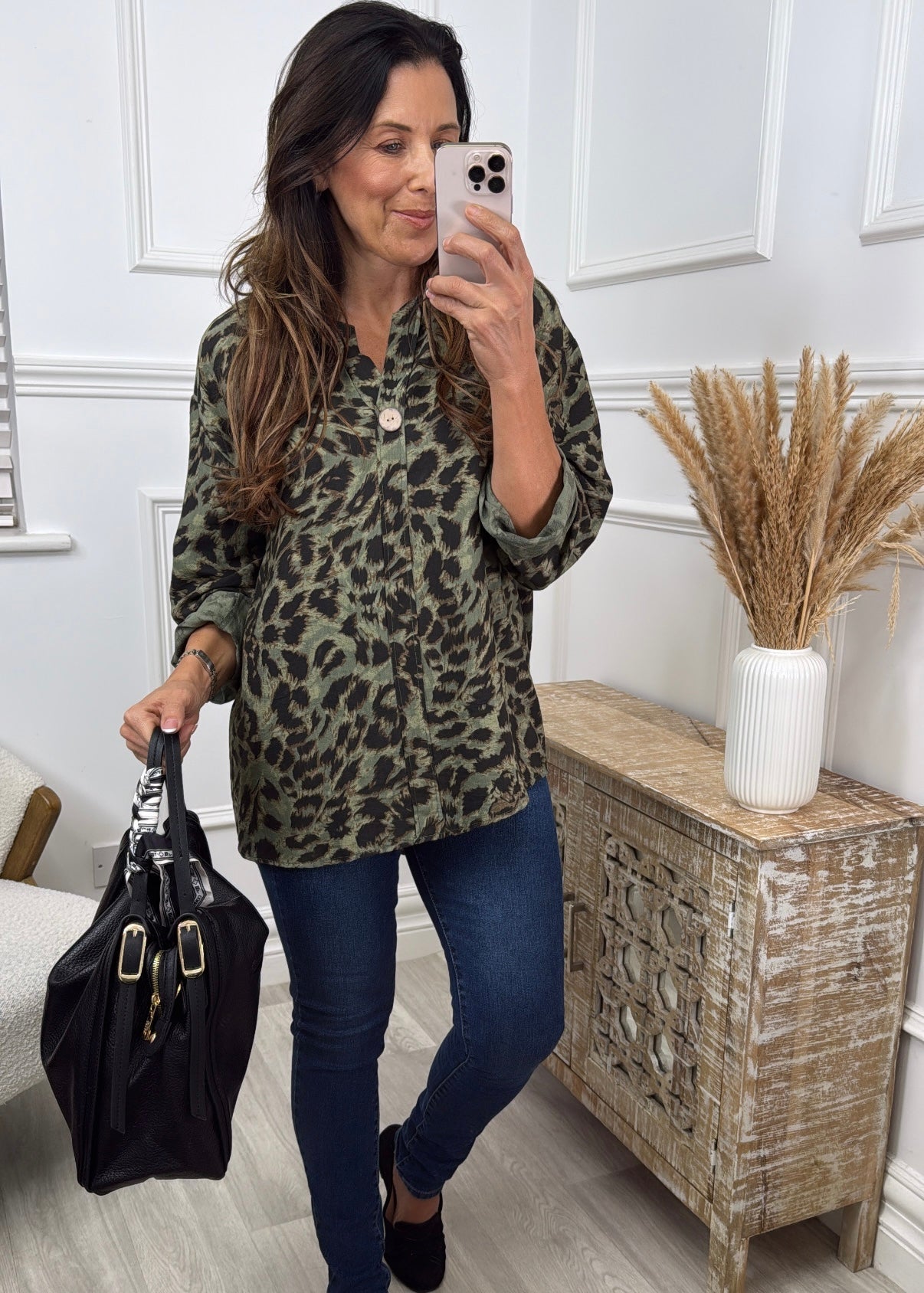 Maredith Green Leopard Print Top