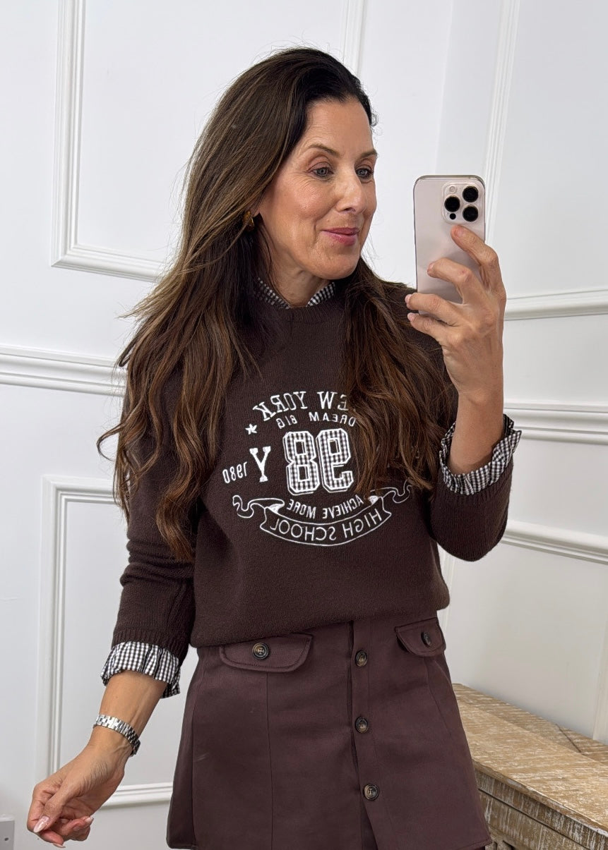 Claudia Brown Frill Collar Jumper