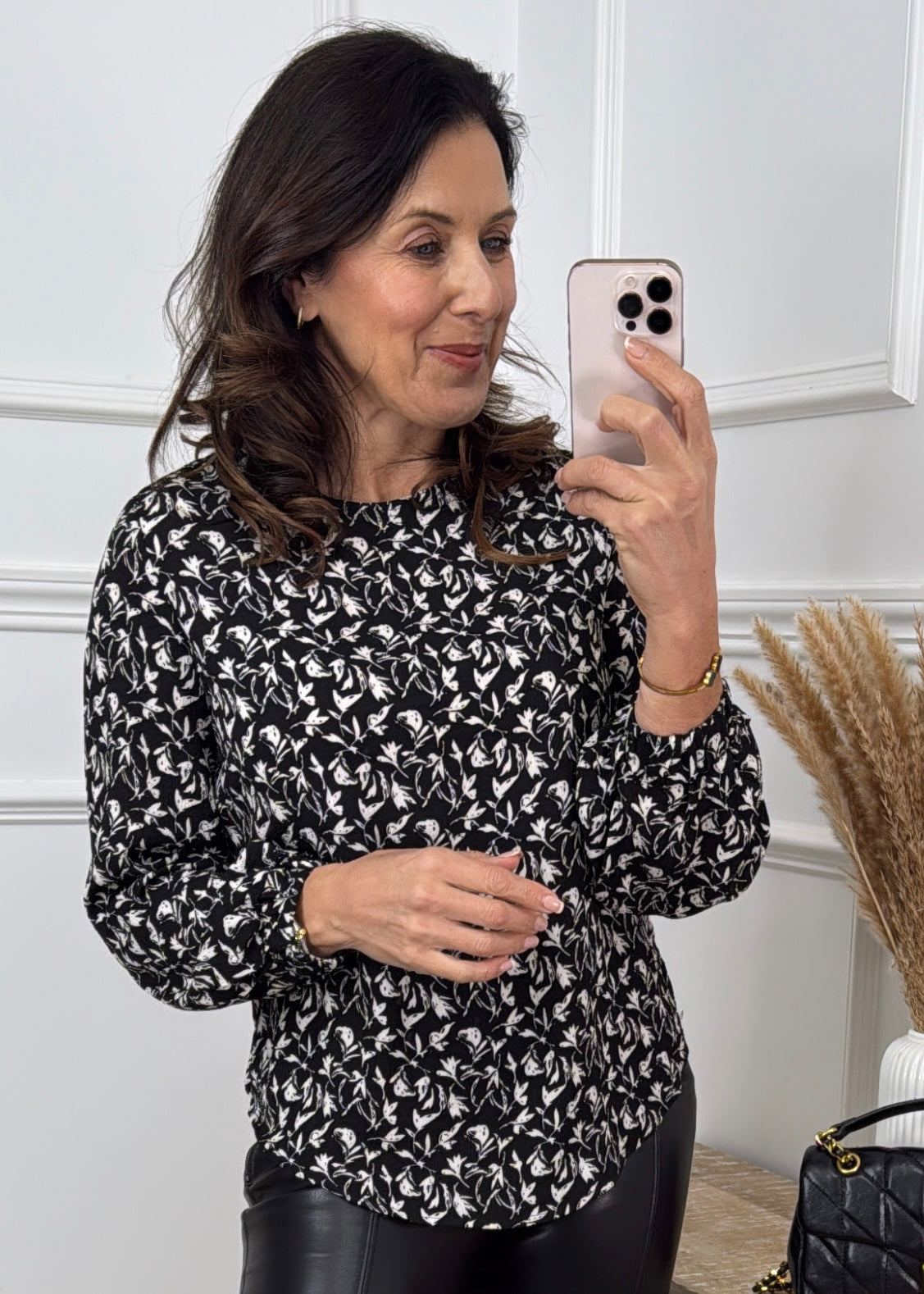 Tonka Black Ditsy Print Blouse